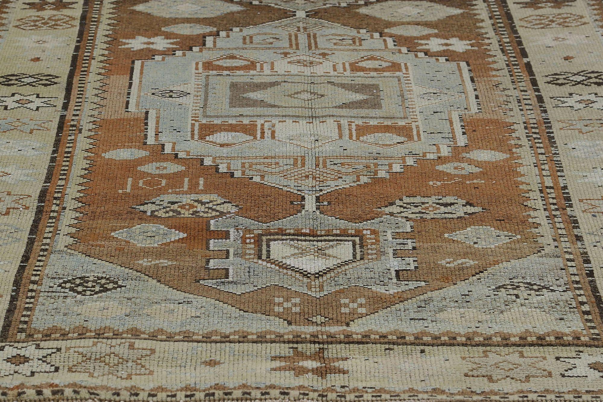 XX secolo Tappeto persiano Azerbaijan Small - Lana Marrone Avorio Design - 97102 in vendita