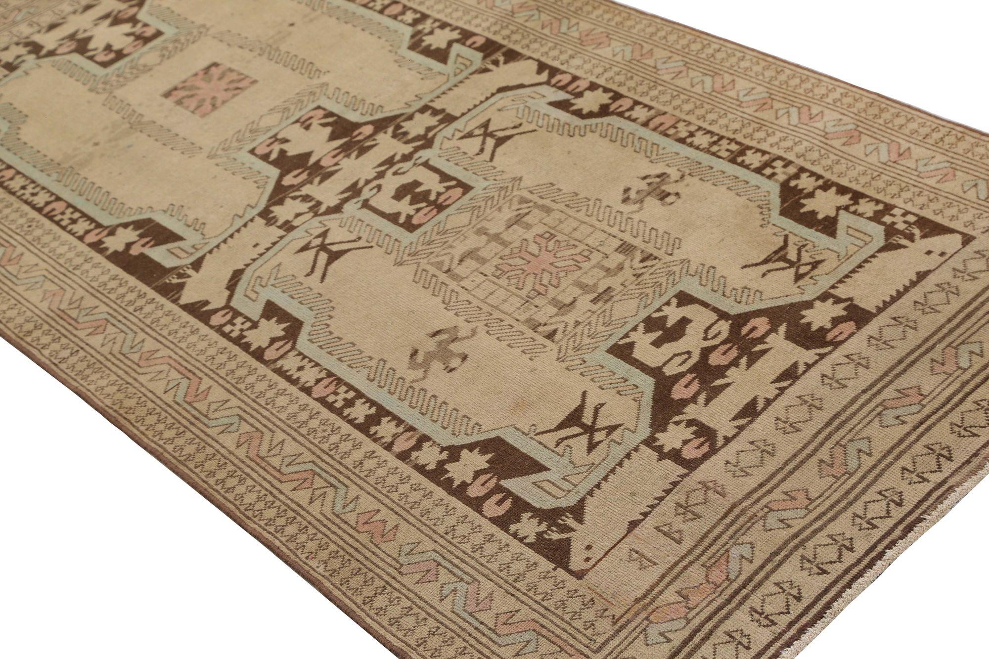 Persischer Aserbaidschan Small Teppich - Wolle Brown Elfenbein Design - 97469 (Irakisch) im Angebot