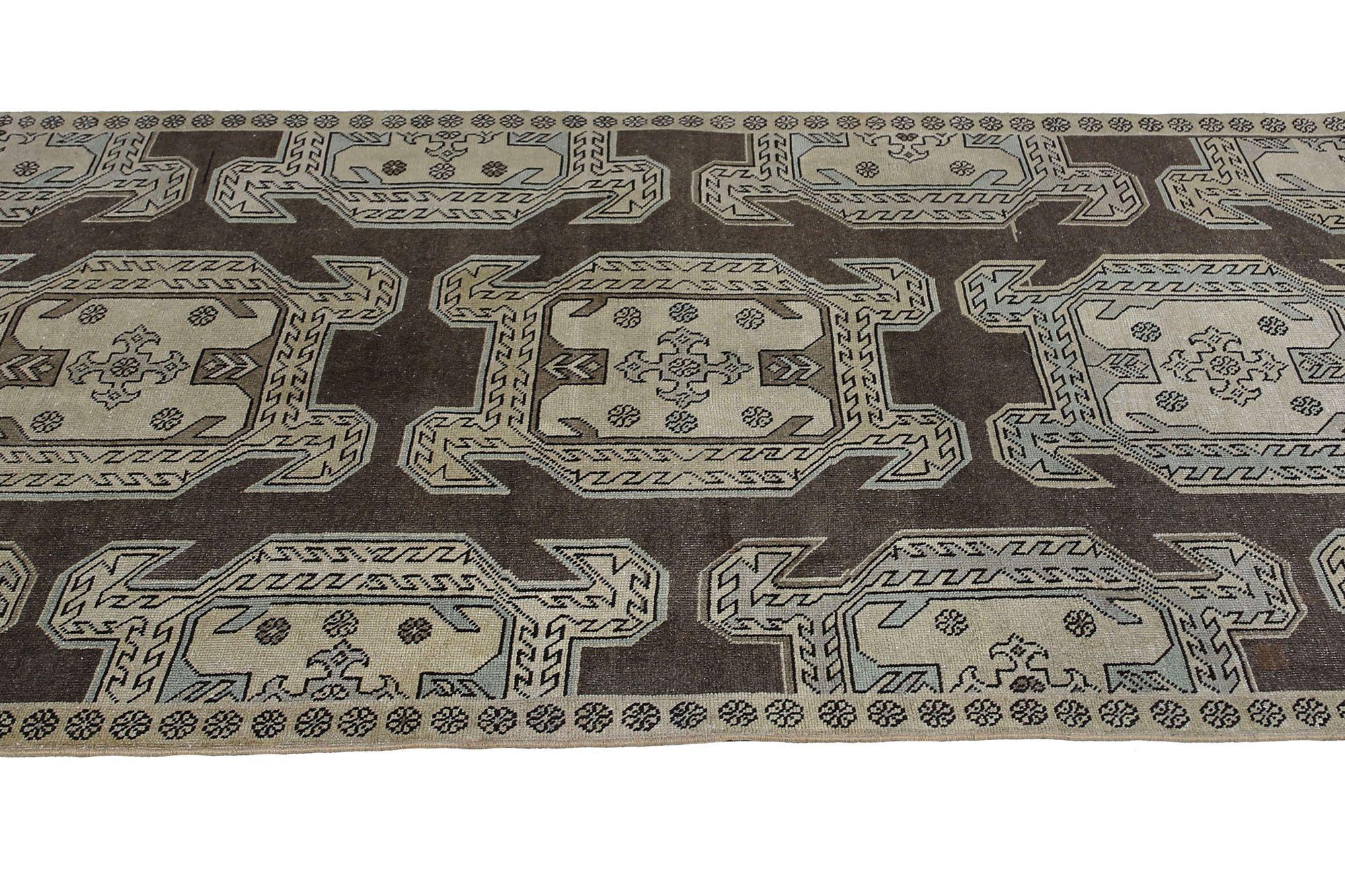 Persischer Aserbaidschan Small Teppich - Wolle Brown Elfenbein Design - 97632 (Irakisch) im Angebot