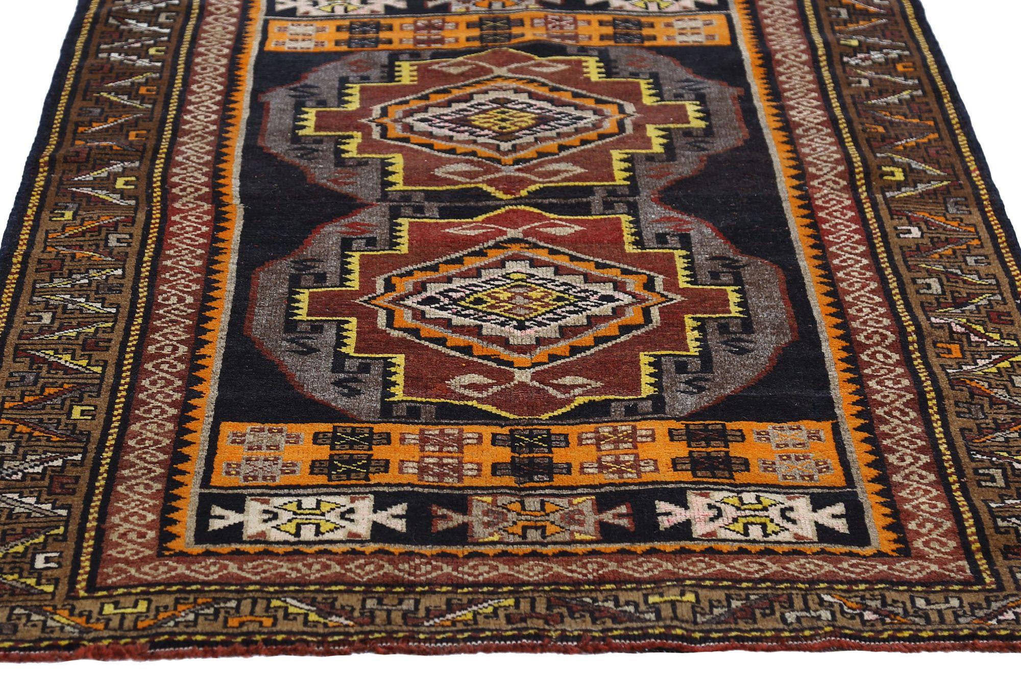 Alfombra Persa Azerbaiyán Small Design - Lana Marrón Naranja - 97078 en Excelente estado para la venta en Dallas, TX