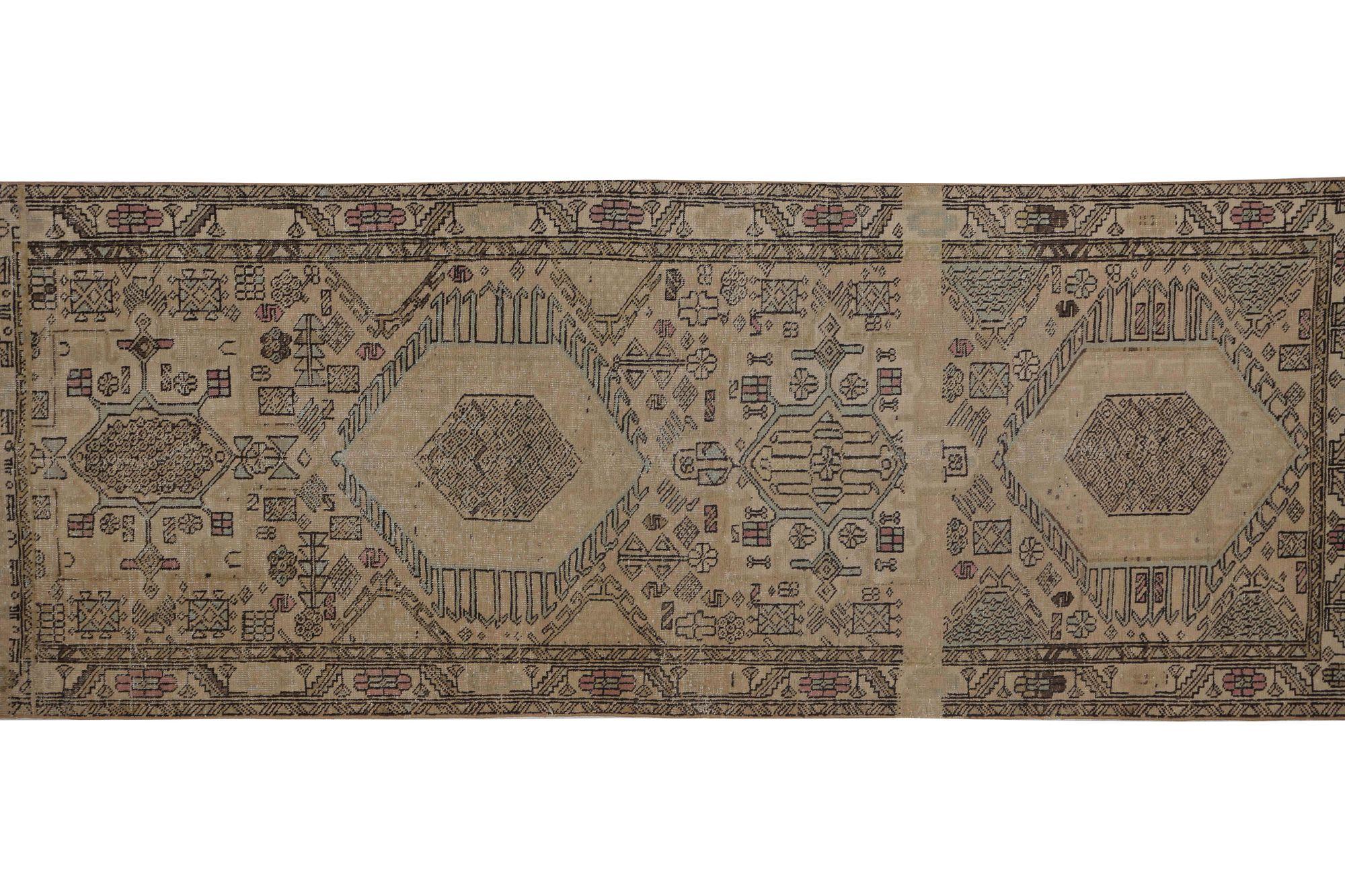 Persian Azerbaijan Small Rug - Wool Brown Taupe Design - 97432 In Excellent Condition For Sale In Dallas, TX