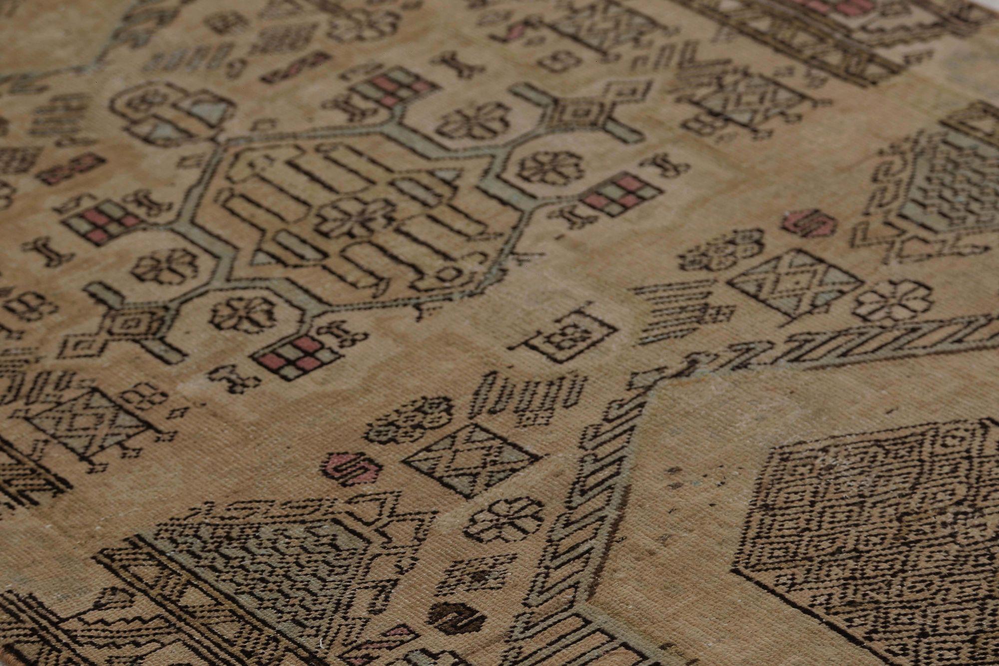 20th Century Persian Azerbaijan Small Rug - Wool Brown Taupe Design - 97432 For Sale