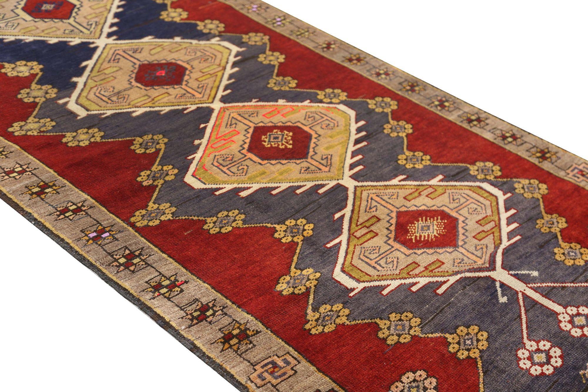 Persischer Aserbaidschanischer kleiner Teppich - Wolle Elfenbein Marineblau Rot - 97408 (Irakisch) im Angebot