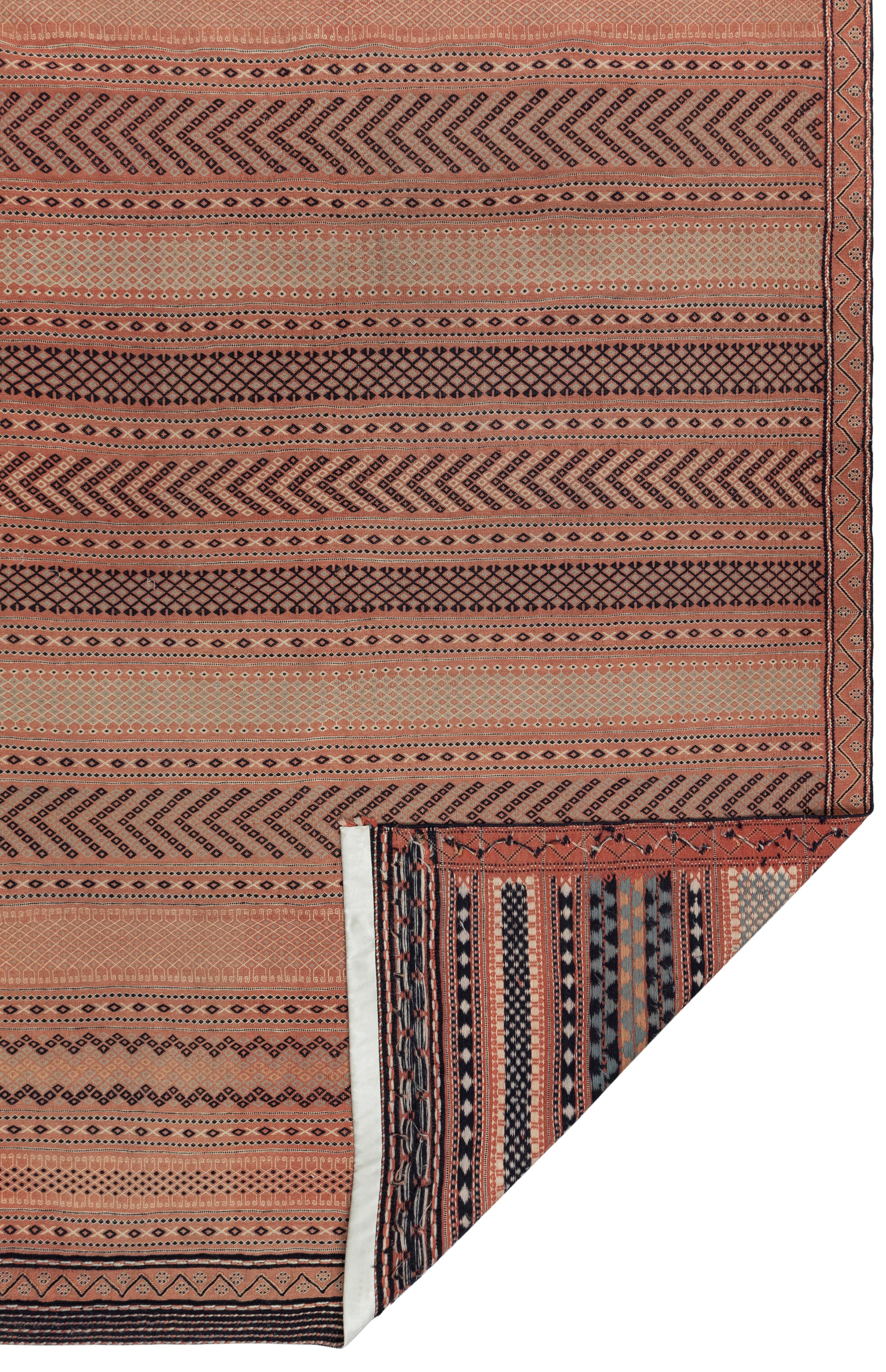 Persischer Aserbaidschan Vintage Flachgewebeteppich - handgesponnene Wolle, pflanzengefärbt im Angebot 5