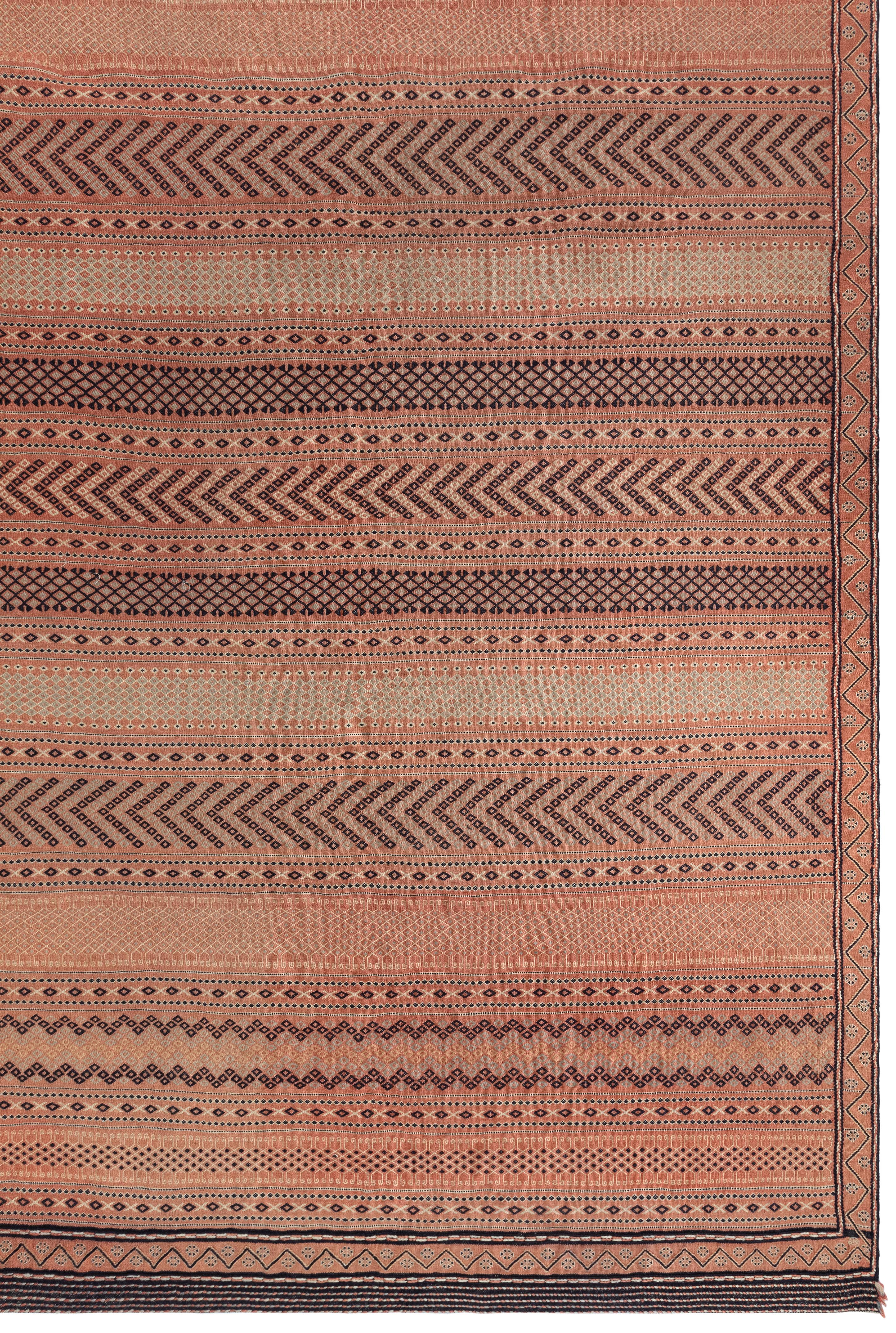 Persischer Aserbaidschan Vintage Flachgewebeteppich - handgesponnene Wolle, pflanzengefärbt im Angebot 3