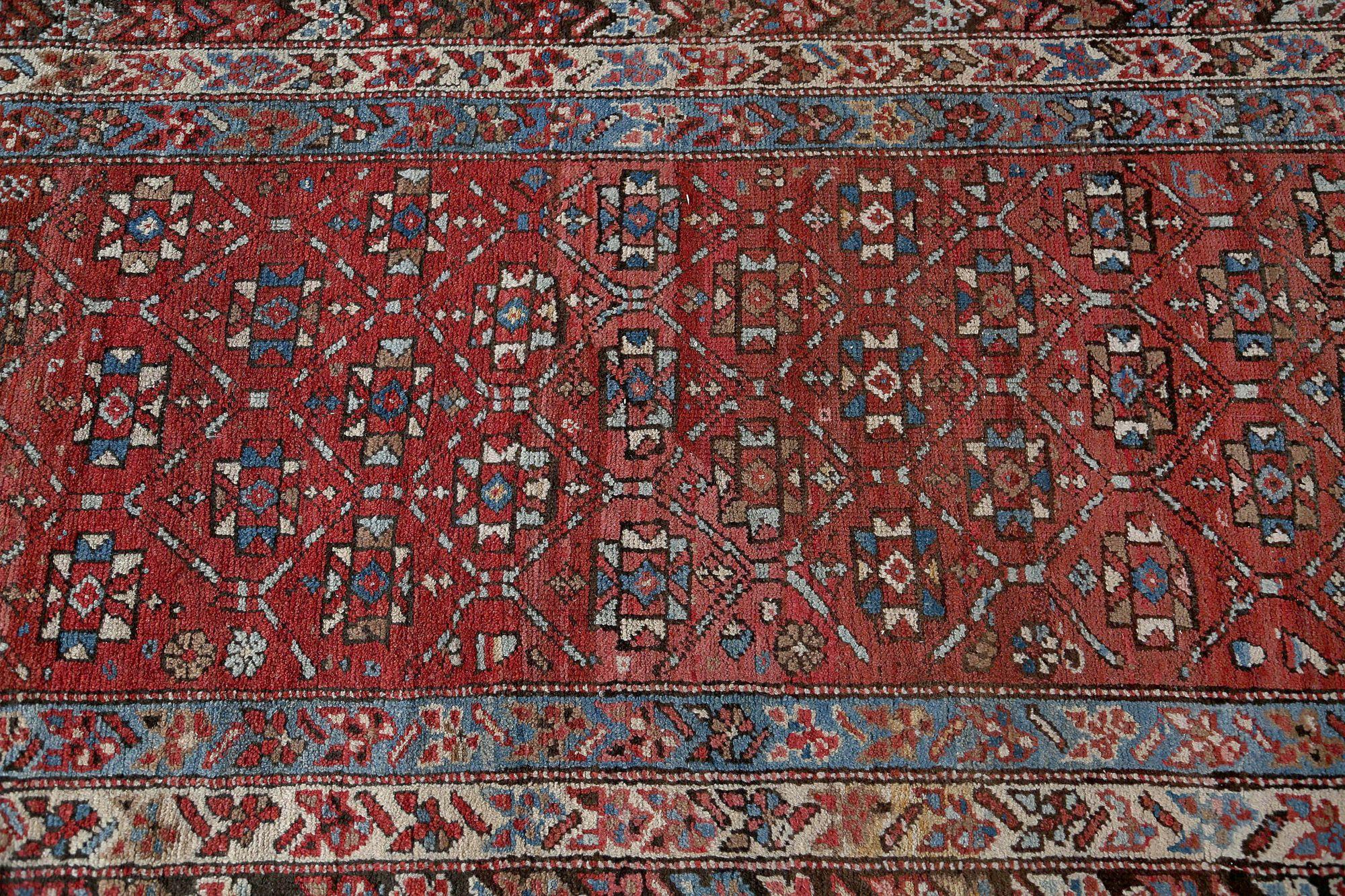 Persischer Bakhshayesh-Läufer aus Wolle – rotes Design – 96783 (Irakisch) im Angebot