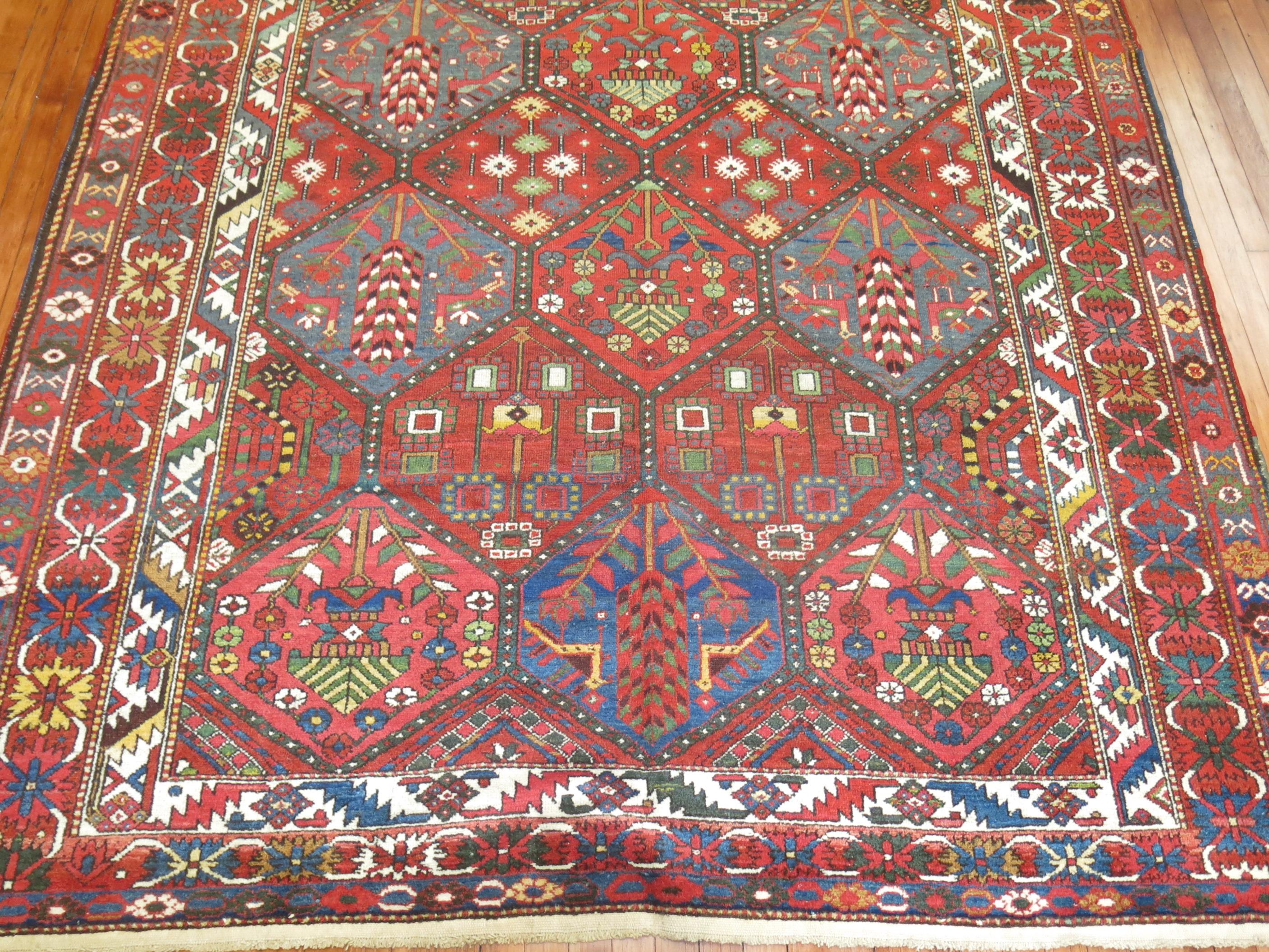 Wool Zabihi Collection Persian Bakhtiari Rug  For Sale