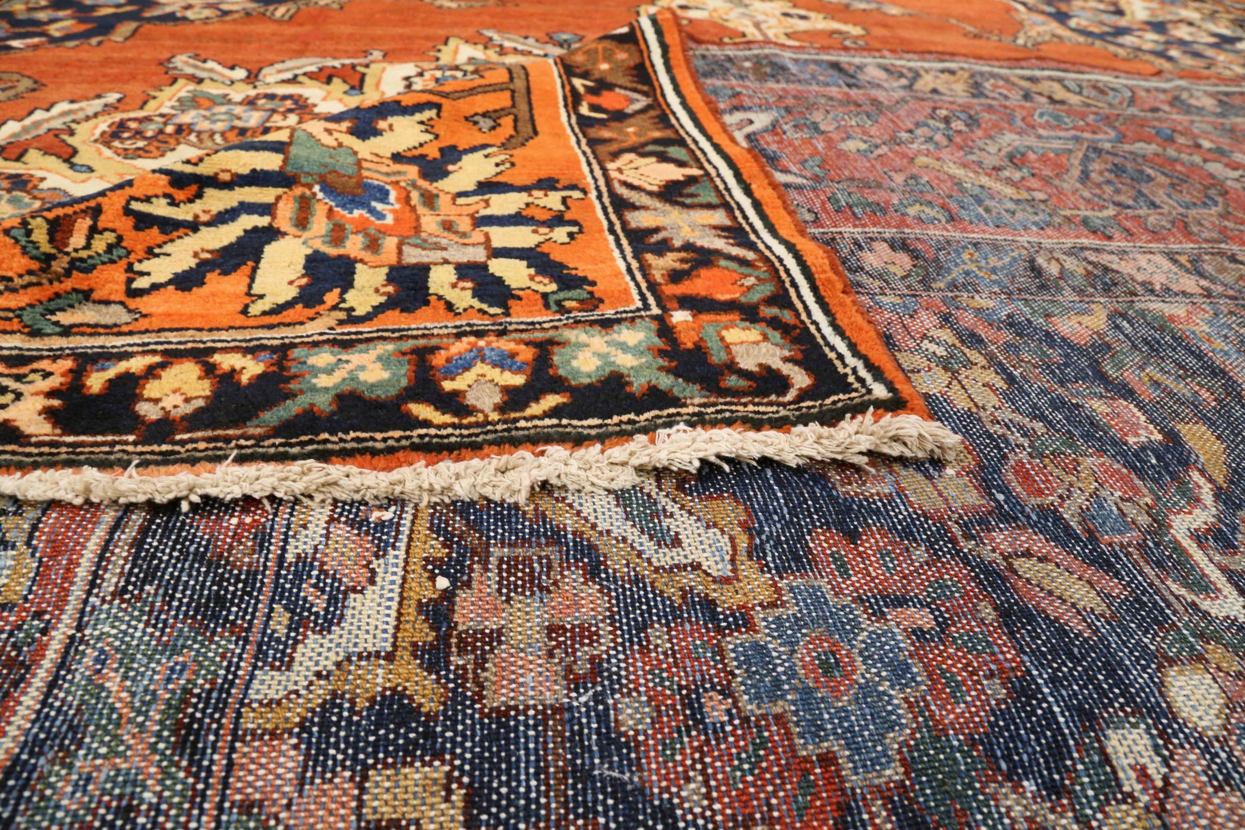 Persische Bakhtiari-Teppiche - Wolle Elfenbein Marineblau Blau Rot Design - 75365 im Zustand „Hervorragend“ im Angebot in Dallas, TX