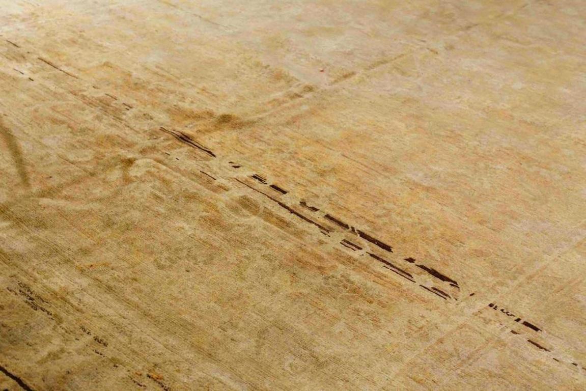 Asiatique Tapis persans Bakhtiari - Laine ivoire taupe jaune 74104 en vente