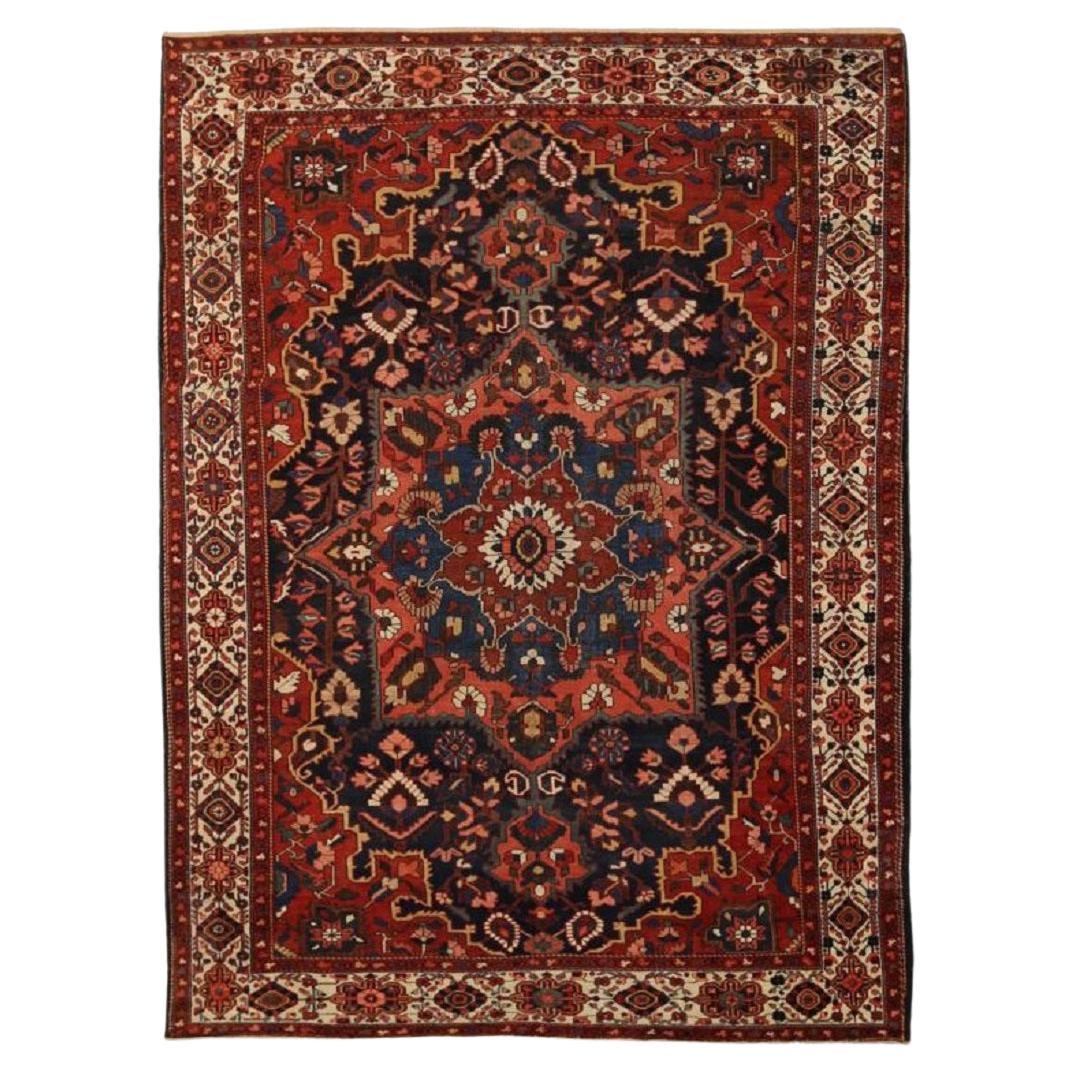 Persische Bakhtiari-Teppiche Circa 1910 - Wolle Schwarz Elfenbein Rot 72318