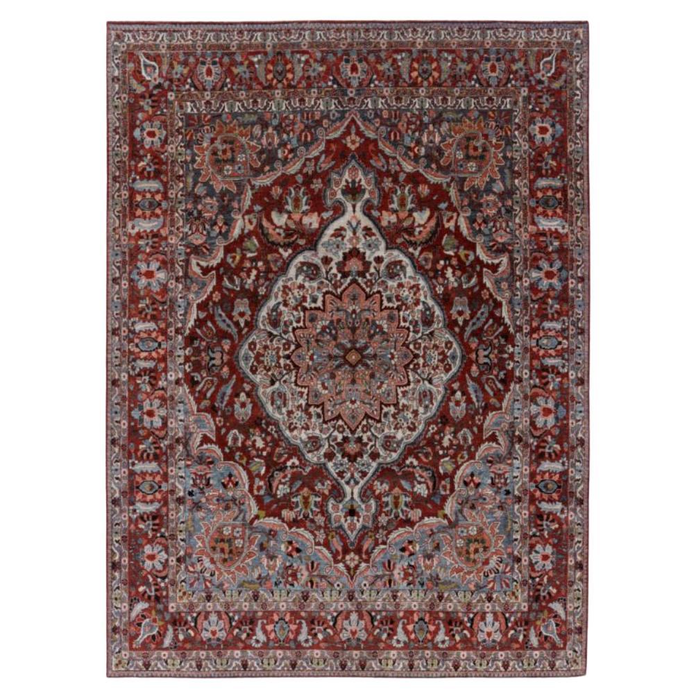 Alfombras Persas Bakhtiari Circa 1910 - Lana Azul Marfil Rosa Rojo Diseño - 91614 en venta