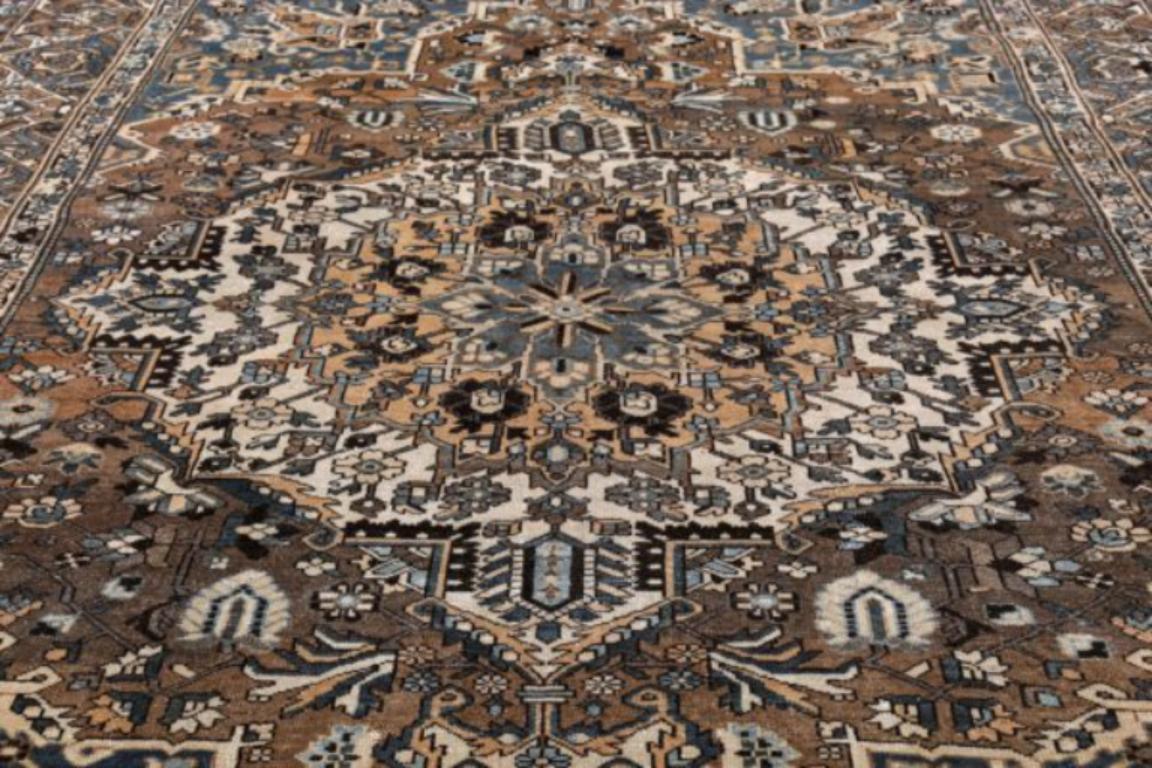 Asiatico Tappeti persiani Bakhtiari Circa 1910 - Lana Marrone Avorio Giallo Design - 91615 in vendita