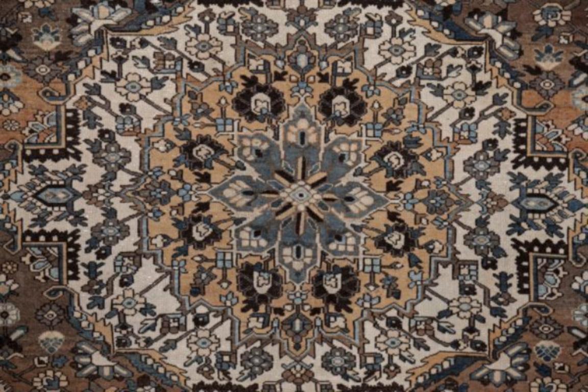 Tappeti persiani Bakhtiari Circa 1910 - Lana Marrone Avorio Giallo Design - 91615 In condizioni ottime in vendita a Dallas, TX