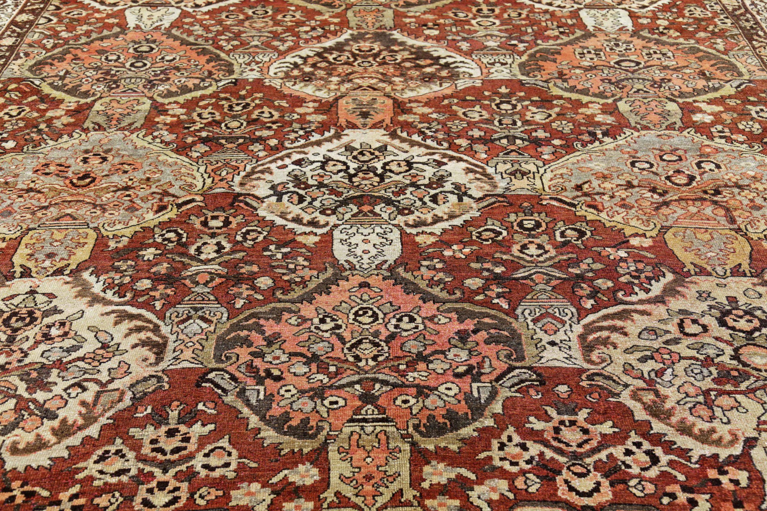 Persische Bakhtiari-Teppiche Circa 1910 - Wolle Elfenbein Rosa Rot Design - 91290 (Asiatisch) im Angebot