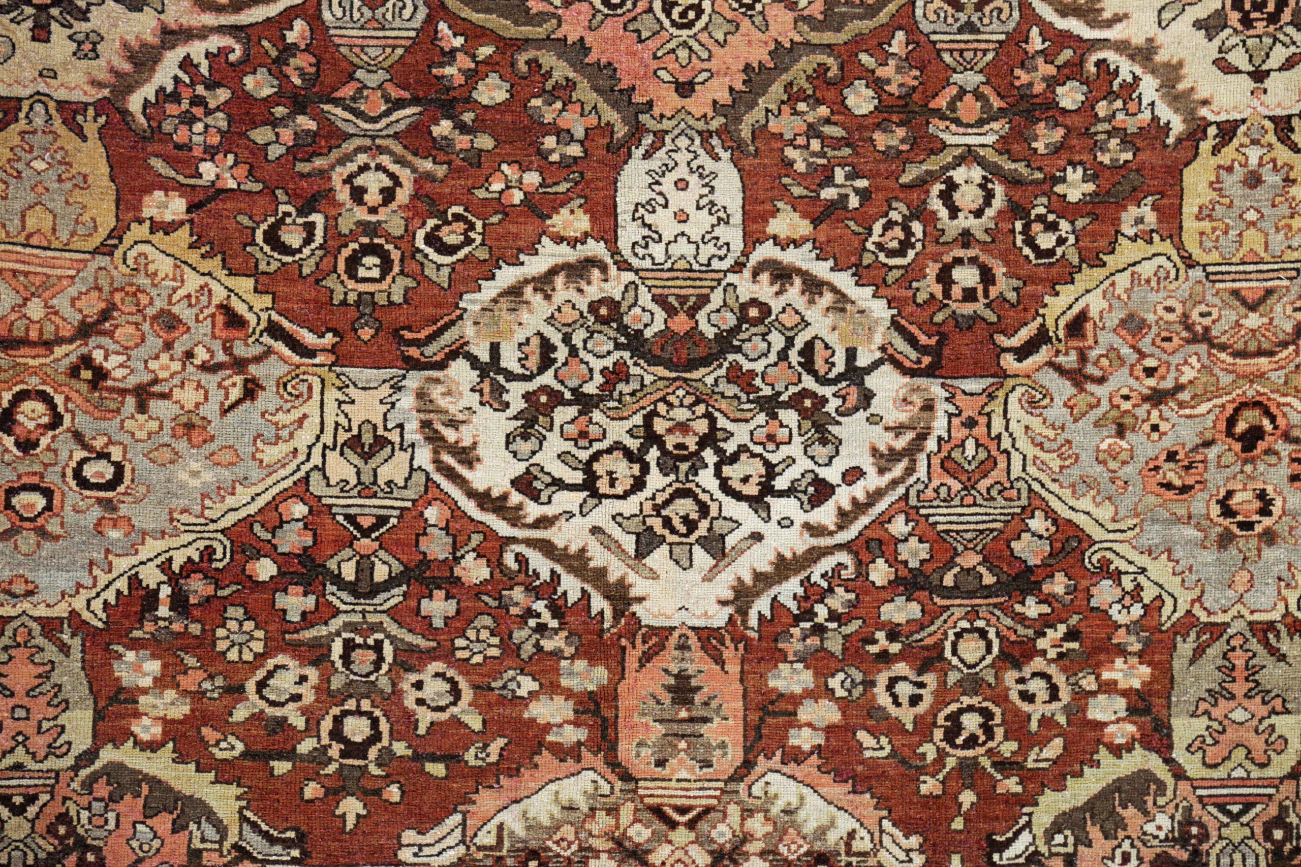 Persische Bakhtiari-Teppiche Circa 1910 - Wolle Elfenbein Rosa Rot Design - 91290 (20. Jahrhundert) im Angebot