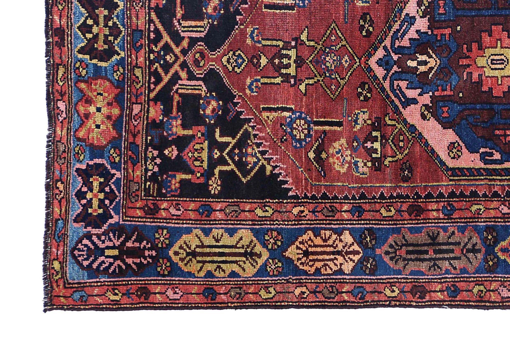 Persische Bakhtiari Teppiche - Wolle Schwarz Blau Braun Rosa Rot - 97910 (Irakisch) im Angebot