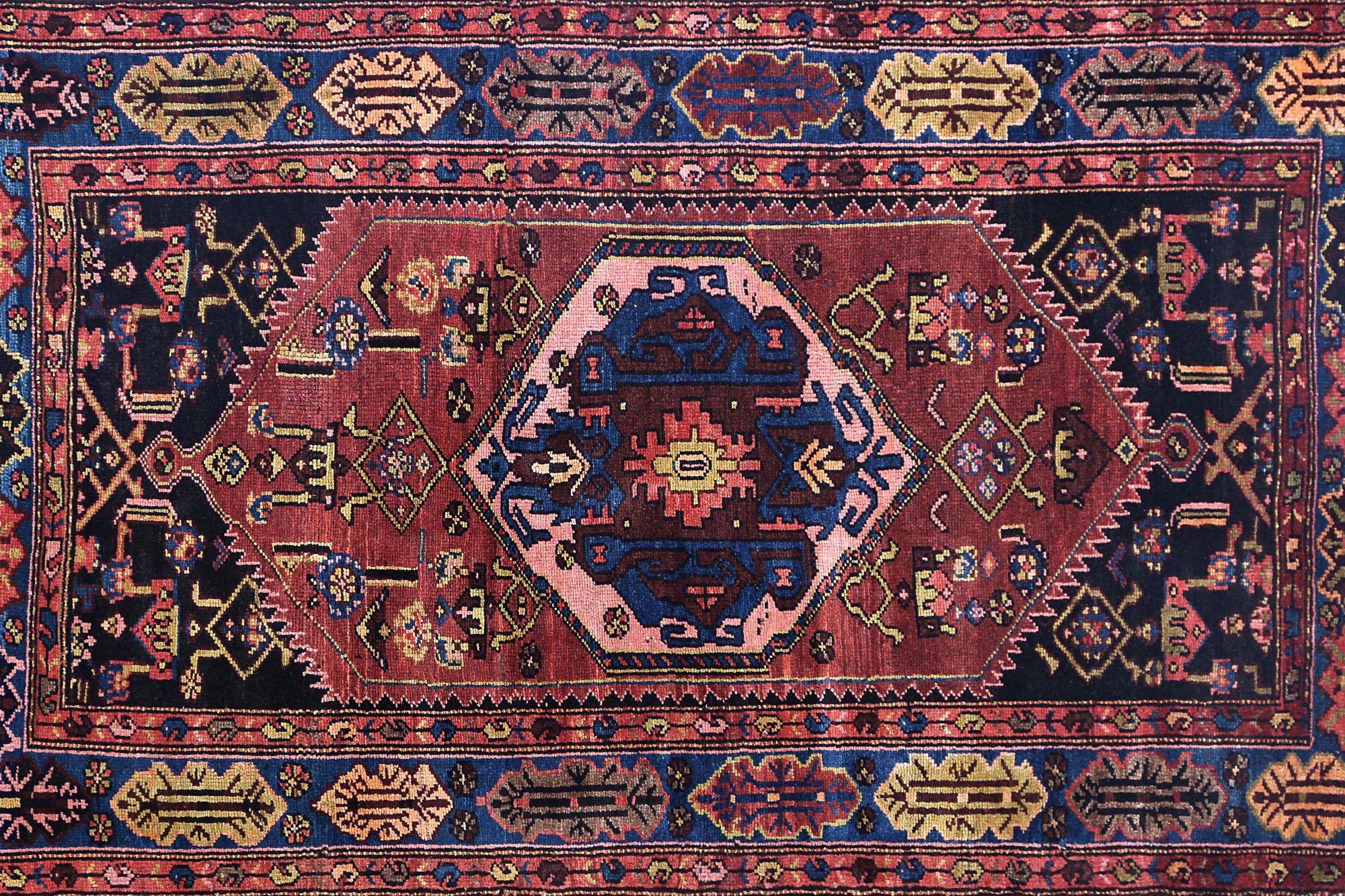 Persische Bakhtiari Teppiche - Wolle Schwarz Blau Braun Rosa Rot - 97910 im Zustand „Hervorragend“ im Angebot in Dallas, TX