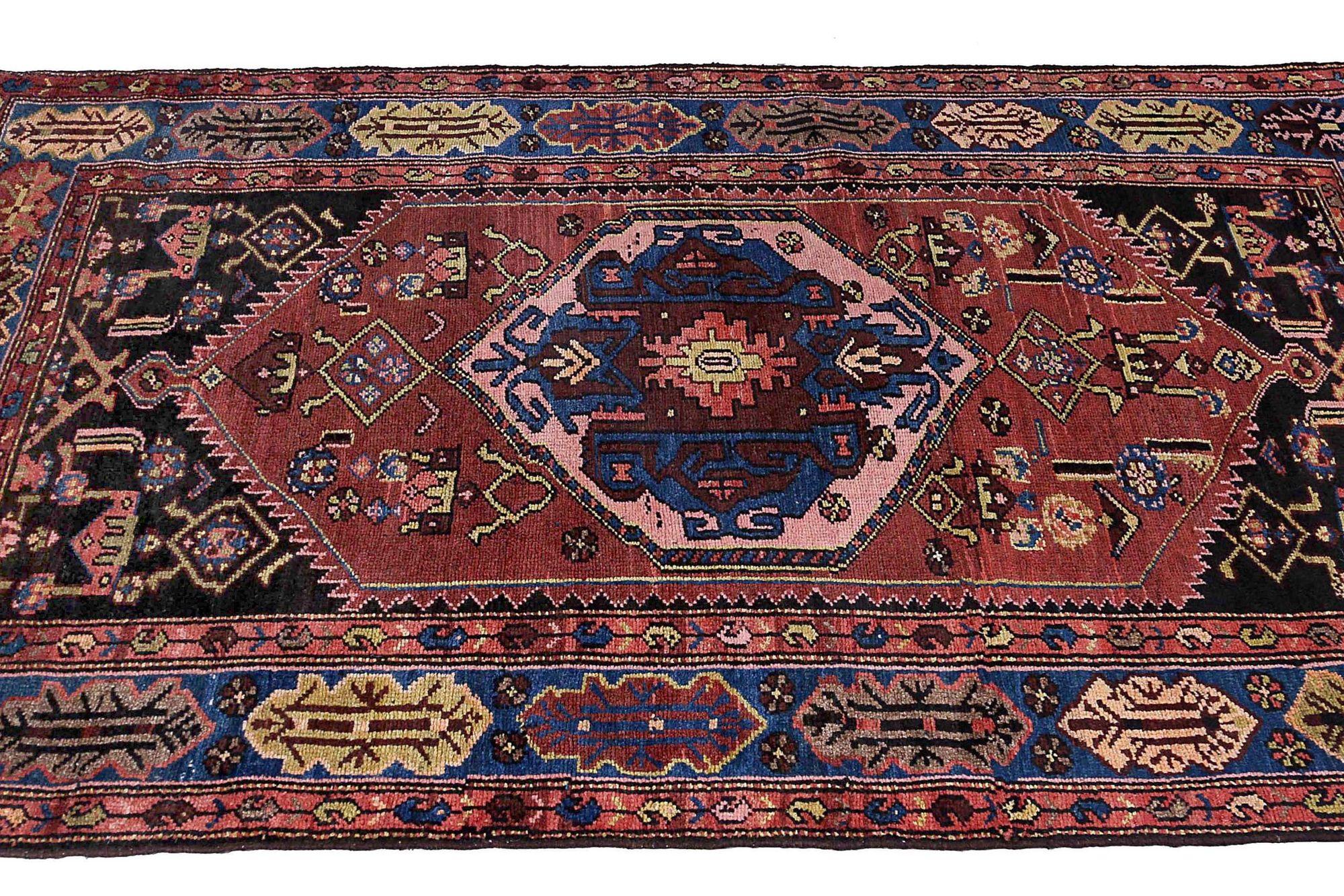 Persische Bakhtiari Teppiche - Wolle Schwarz Blau Braun Rosa Rot - 97910 (20. Jahrhundert) im Angebot