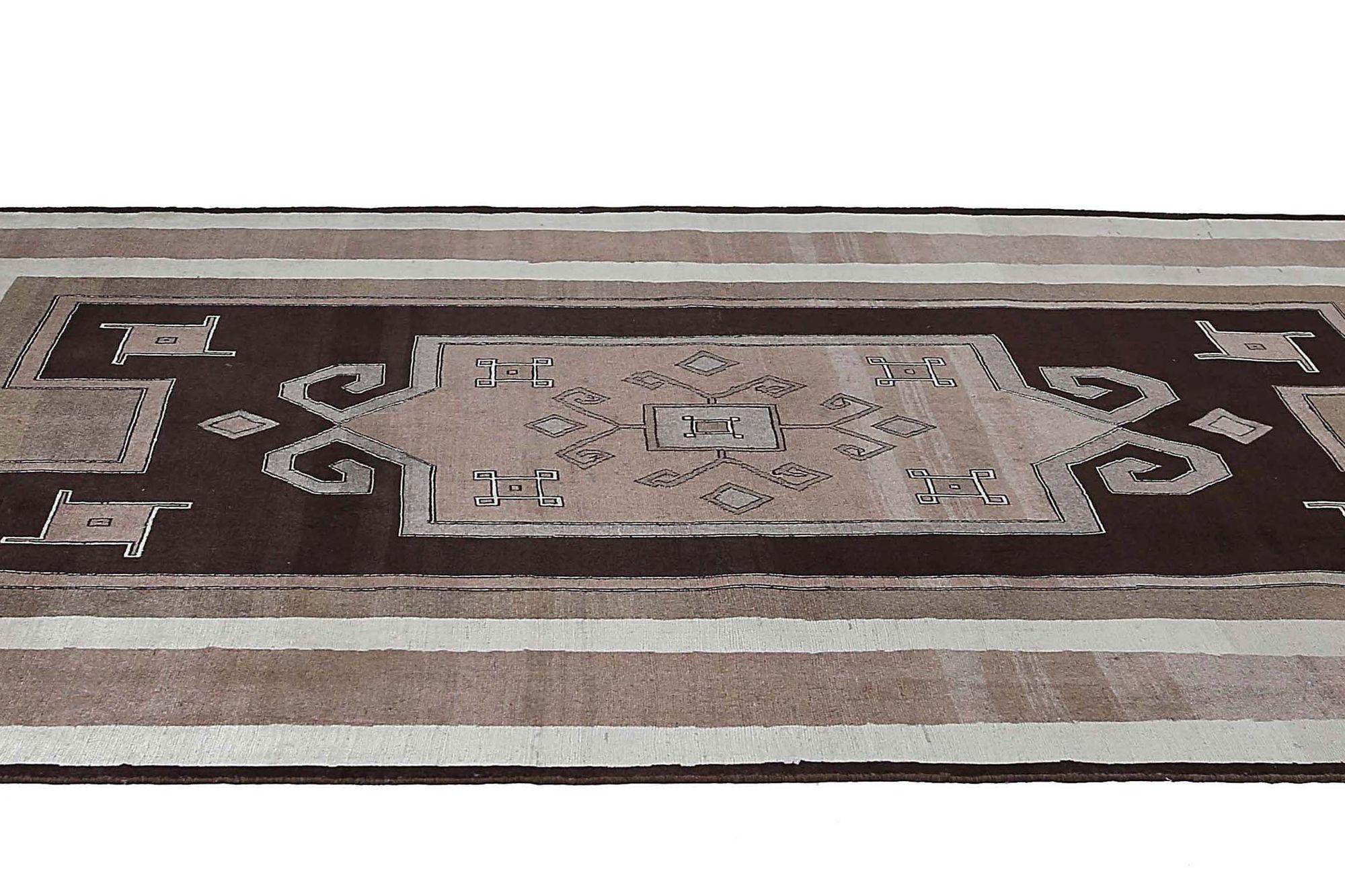 Persische Bakhtiari Teppiche - Wolle Schwarz Braun Elfenbein Design - 97180 (20. Jahrhundert) im Angebot