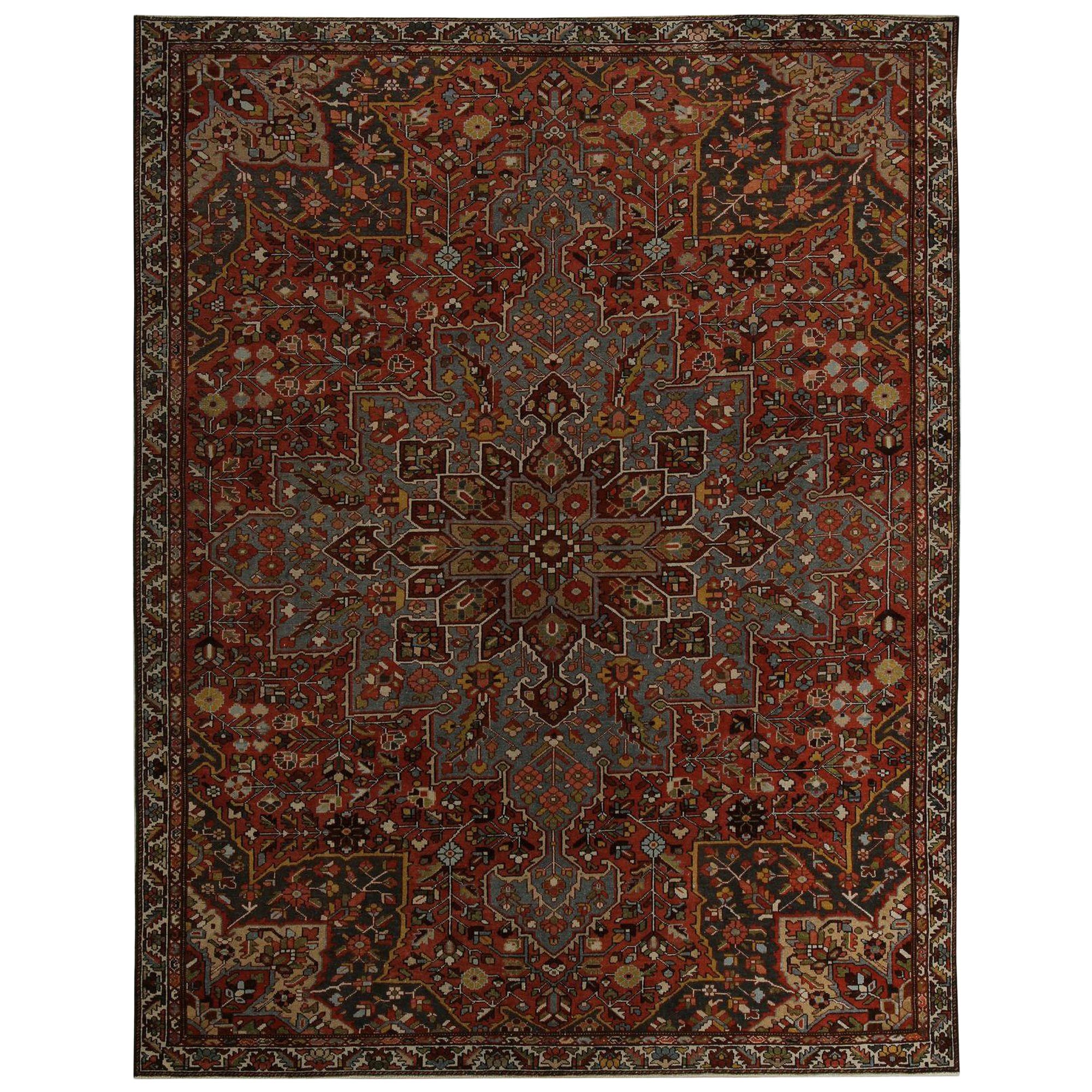 Tapis persan Bakhtiari - Laine Bleu Brown Red Design - 97832