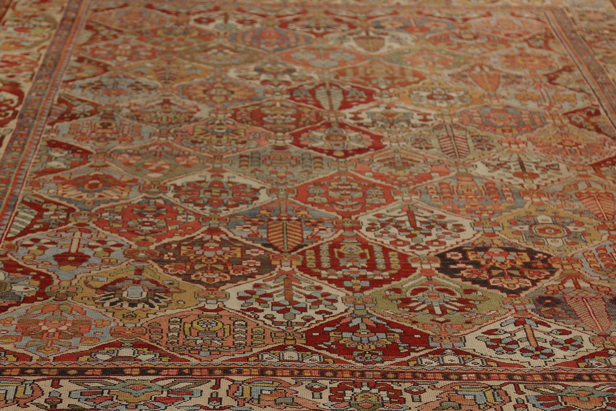 Persische Bakhtiari-Teppiche - Wolle Blau Grün Elfenbein Rot - 96873 (Irakisch) im Angebot
