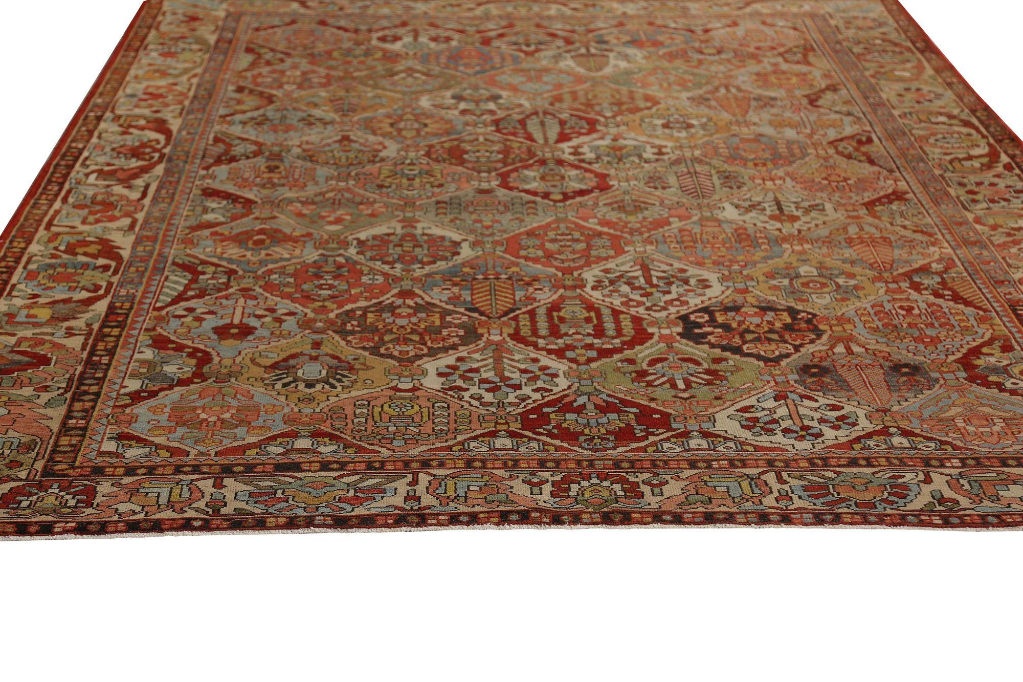Persische Bakhtiari-Teppiche - Wolle Blau Grün Elfenbein Rot - 96873 im Zustand „Hervorragend“ im Angebot in Dallas, TX