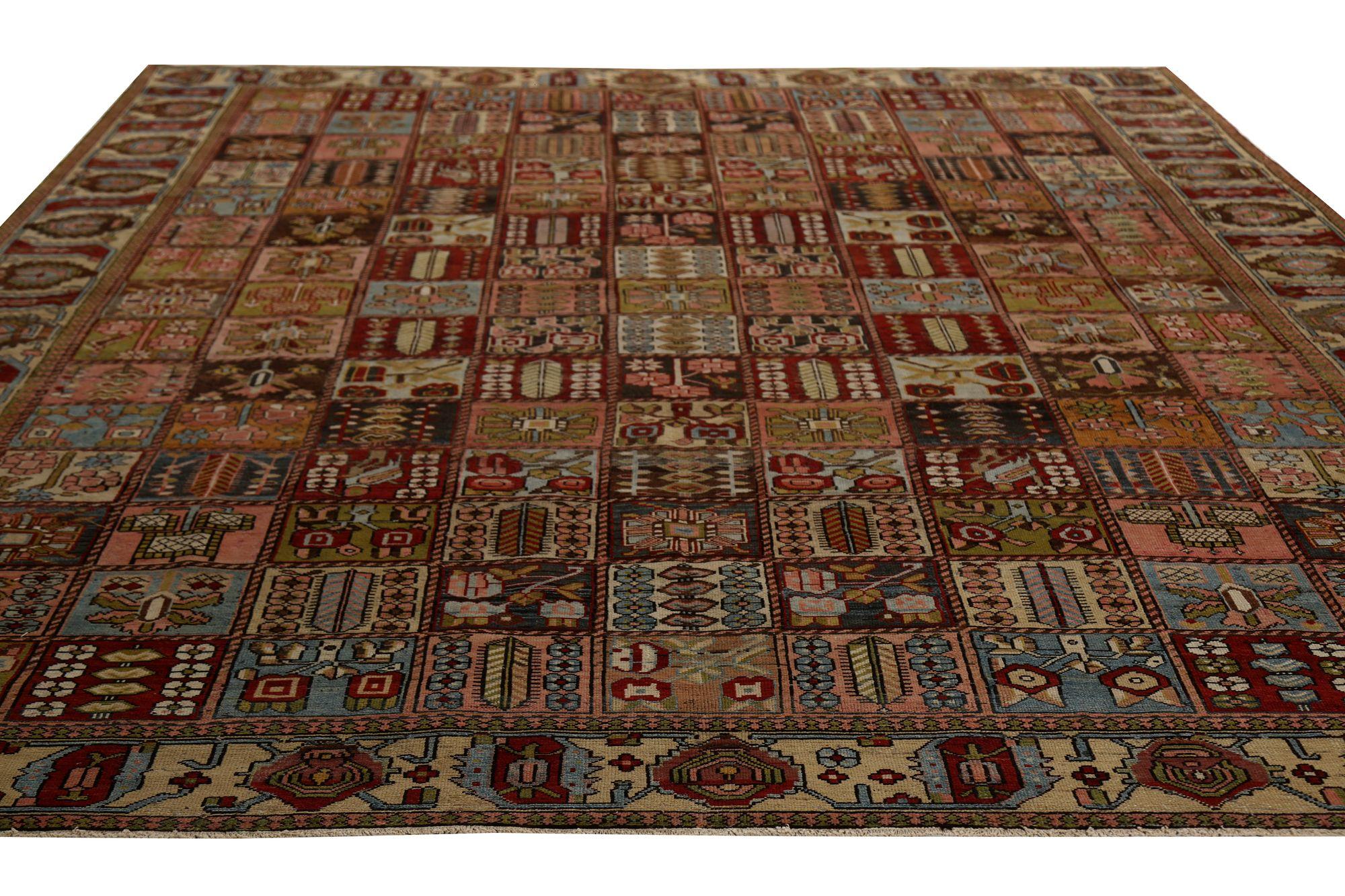 Persische Bakhtiari-Teppiche - Wolle Blau Grün Rot Design - 96747 (Irakisch) im Angebot