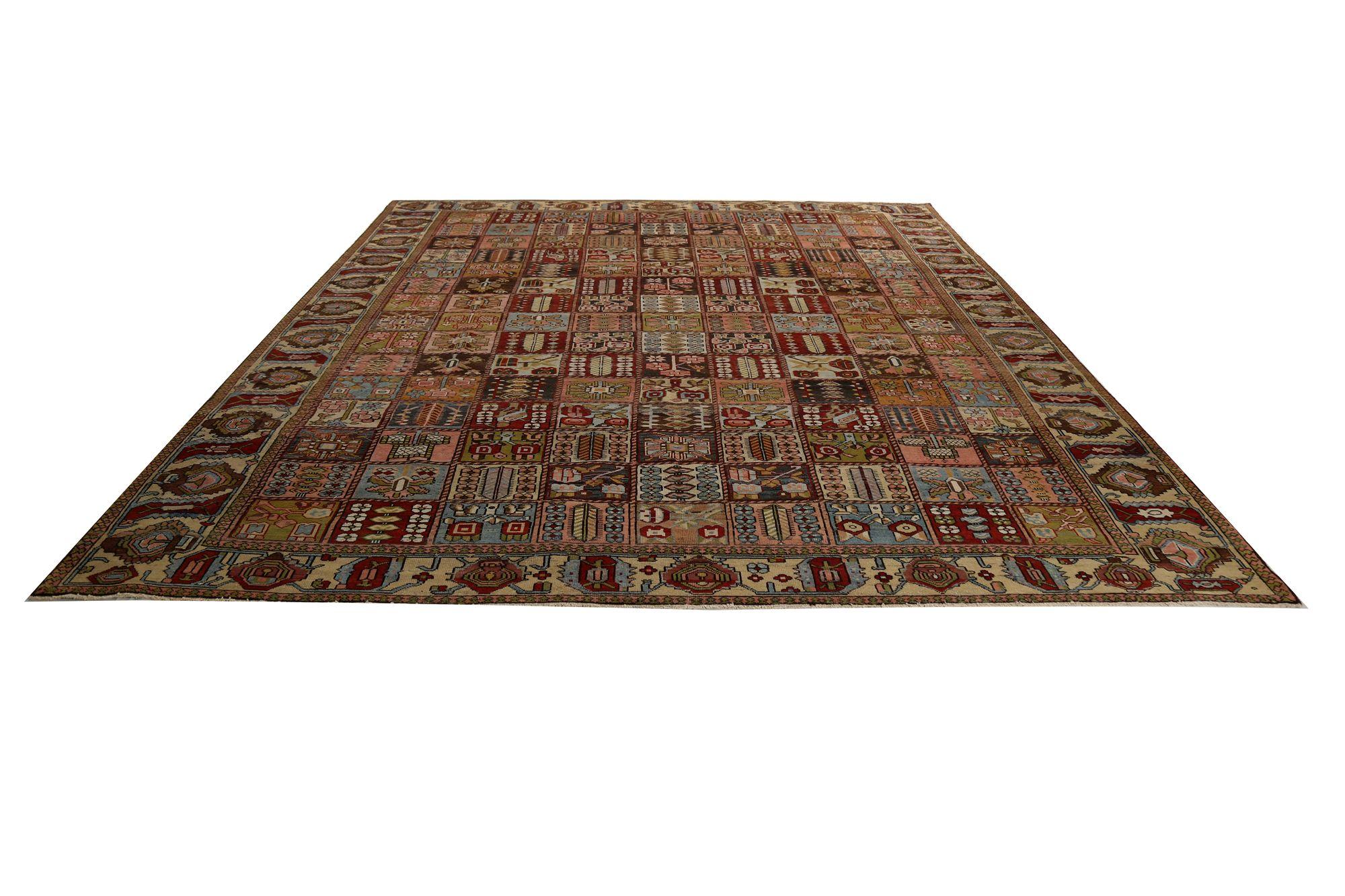 Persische Bakhtiari-Teppiche - Wolle Blau Grün Rot Design - 96747 (20. Jahrhundert) im Angebot