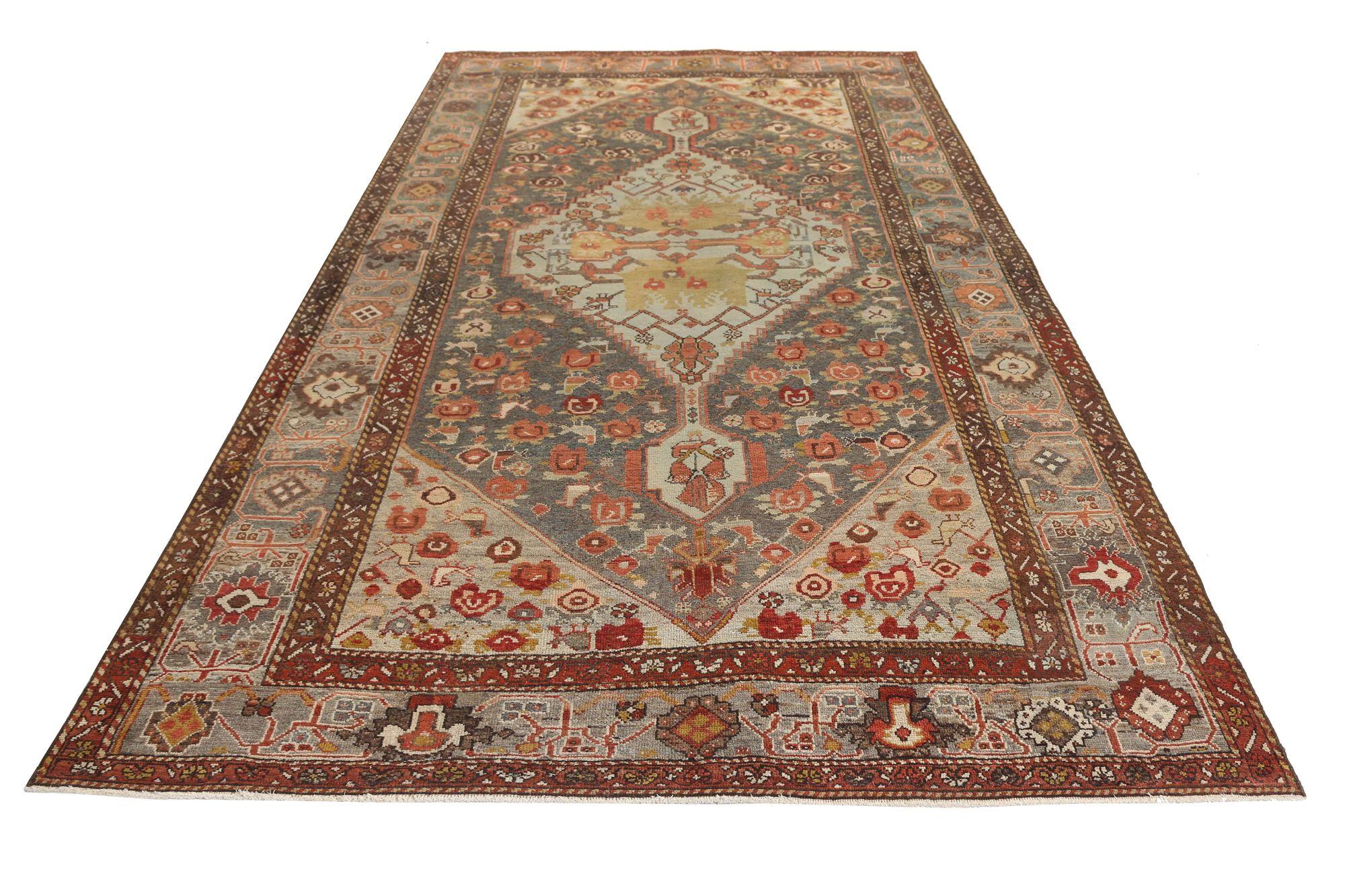 Alfombras Persas Bakhtiari - Lana Azul Diseño Marfil - 96877 en Excelente estado para la venta en Dallas, TX