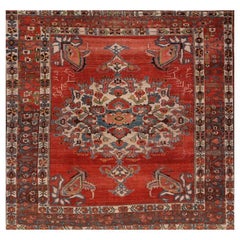 Tapis persans Bakhtiari - Motif bleu laine ivoire rouge - 97183