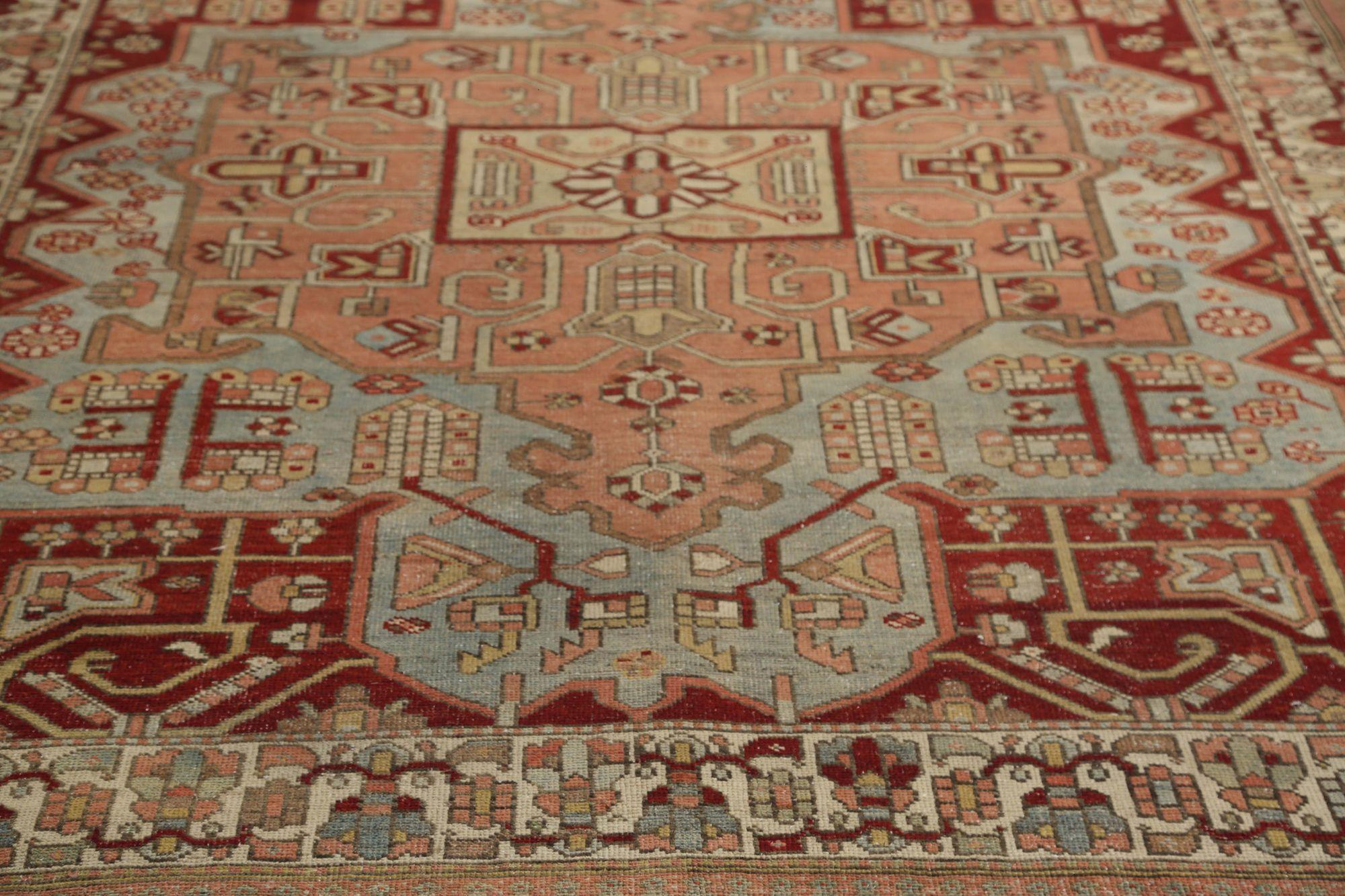 Persische Bakhtiari-Teppiche - Wolle Blau Rosa Rot Design - 96874 im Zustand „Hervorragend“ im Angebot in Dallas, TX
