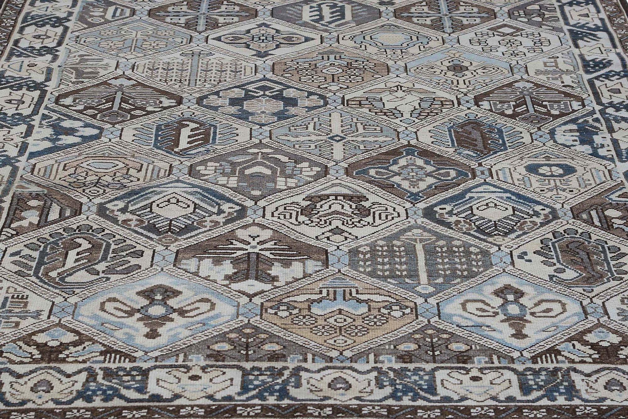 Persische Bakhtiari Teppiche - Wolle Braun Elfenbein Design - 96917 (Irakisch) im Angebot