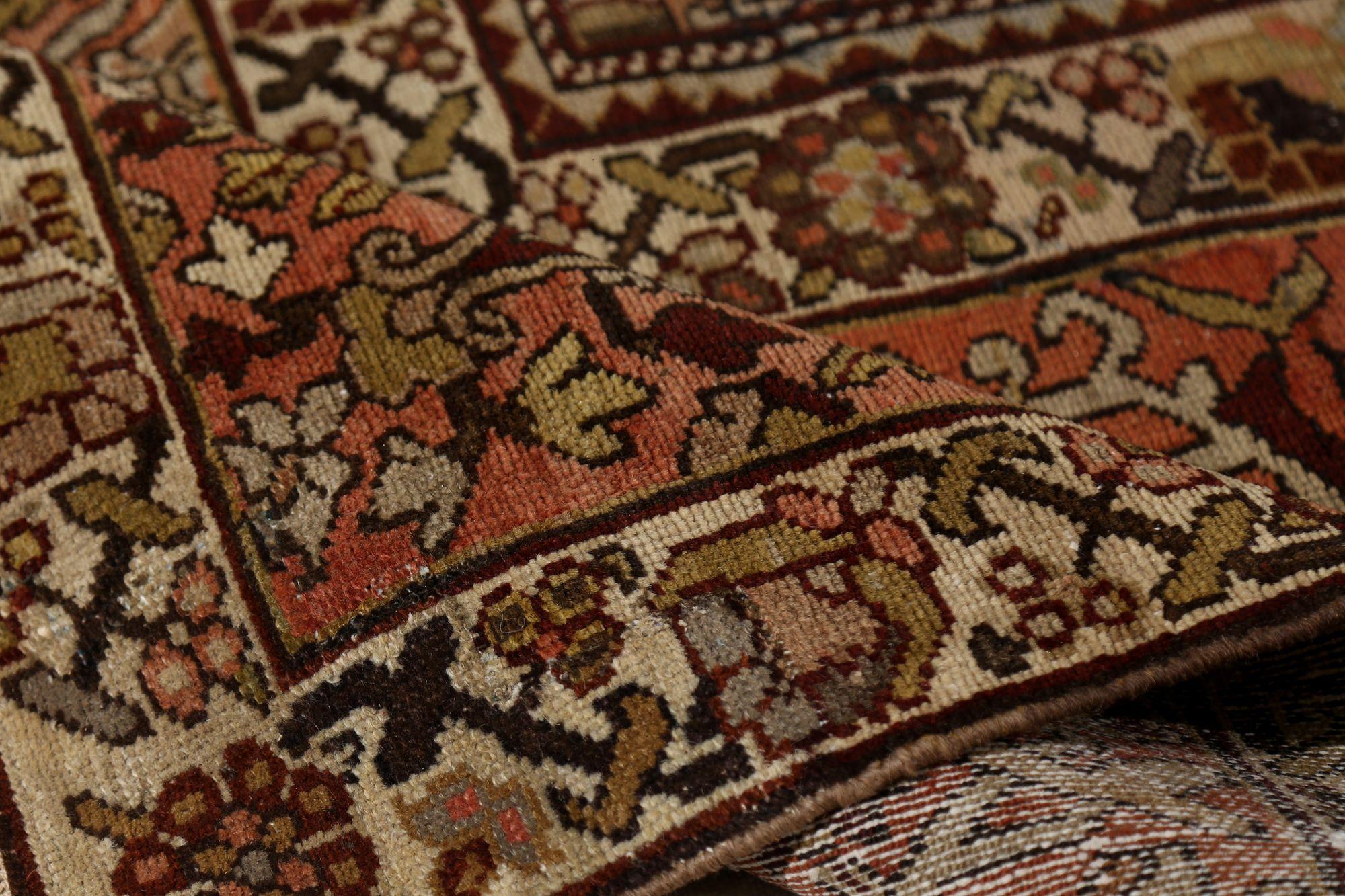 Persische Bakhtiari Teppiche - Wolle Braun Elfenbein Rot Design - 97793 (20. Jahrhundert) im Angebot