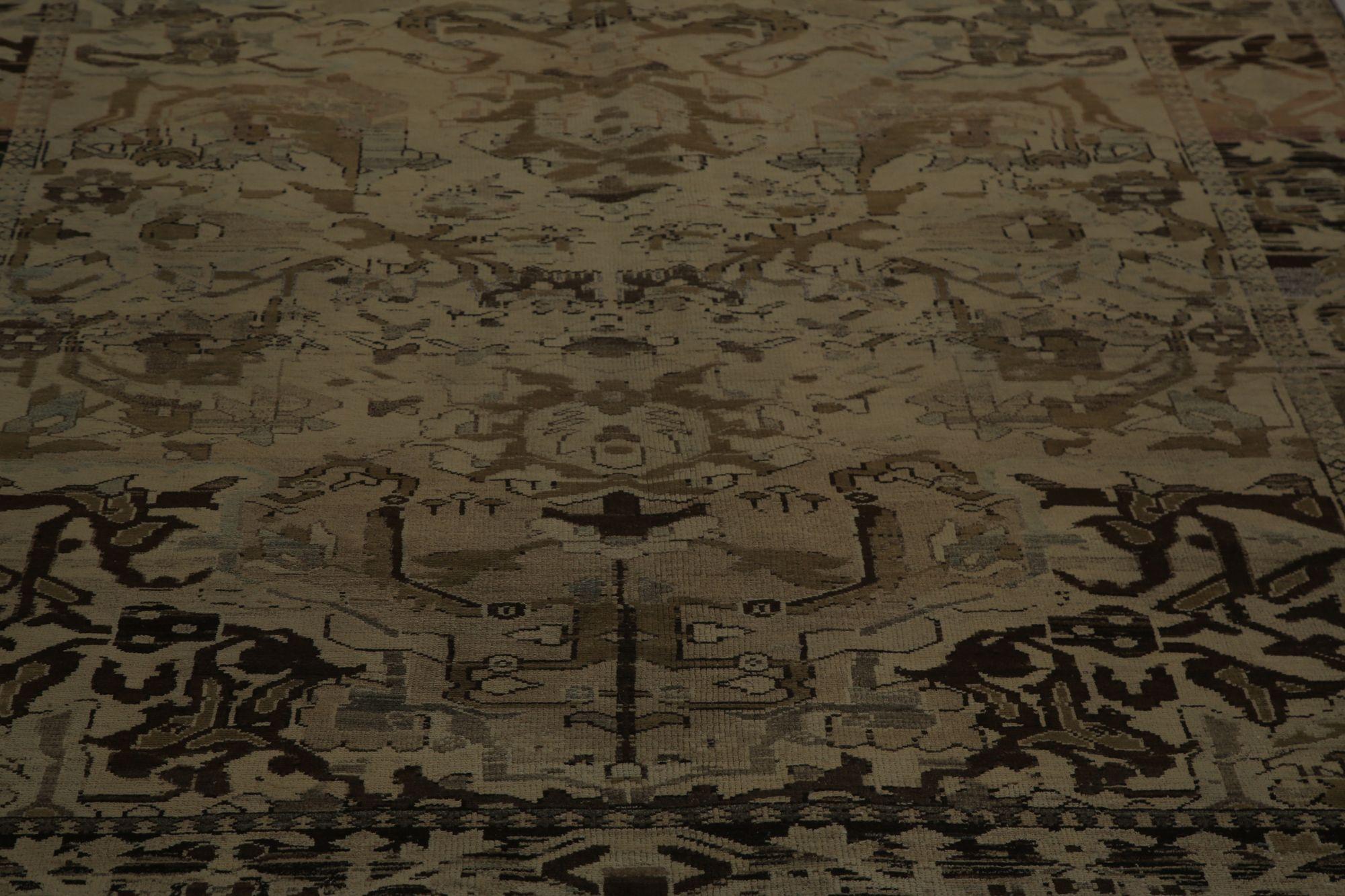 Scopri l'eleganza dei tappeti persiani Bakhtiari con caratteristiche da area CIRCA del 1910. Progettato con Lana e Marrone-Taupe, questo design esclusivo è perfetto per valorizzare il tuo spazio.