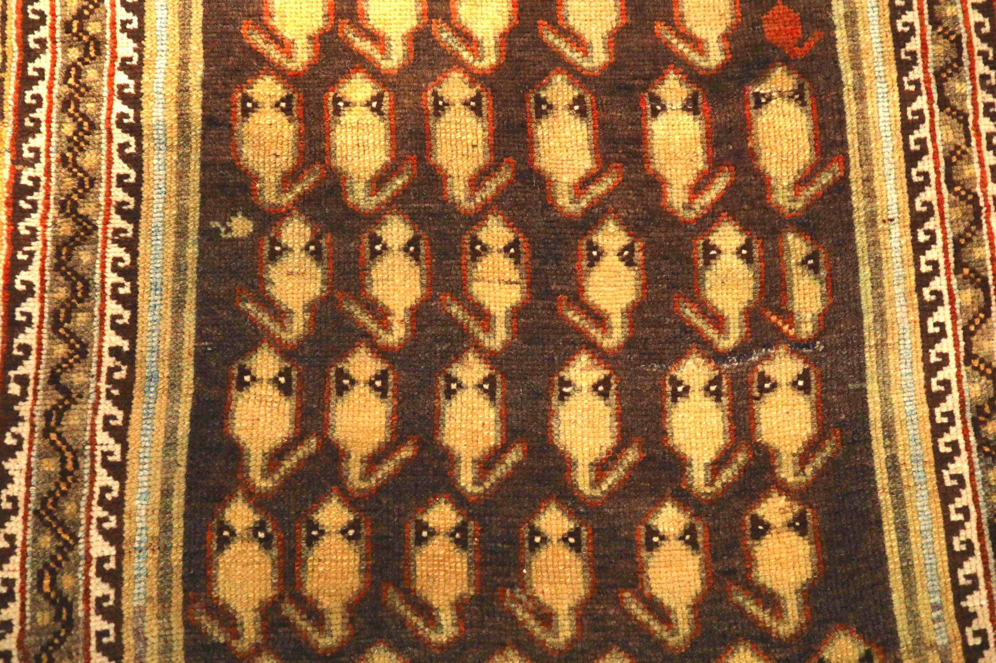 Tribal Tapis de sol persan Bakhtiari - Laine Brown Yellow Design - 93405 en vente