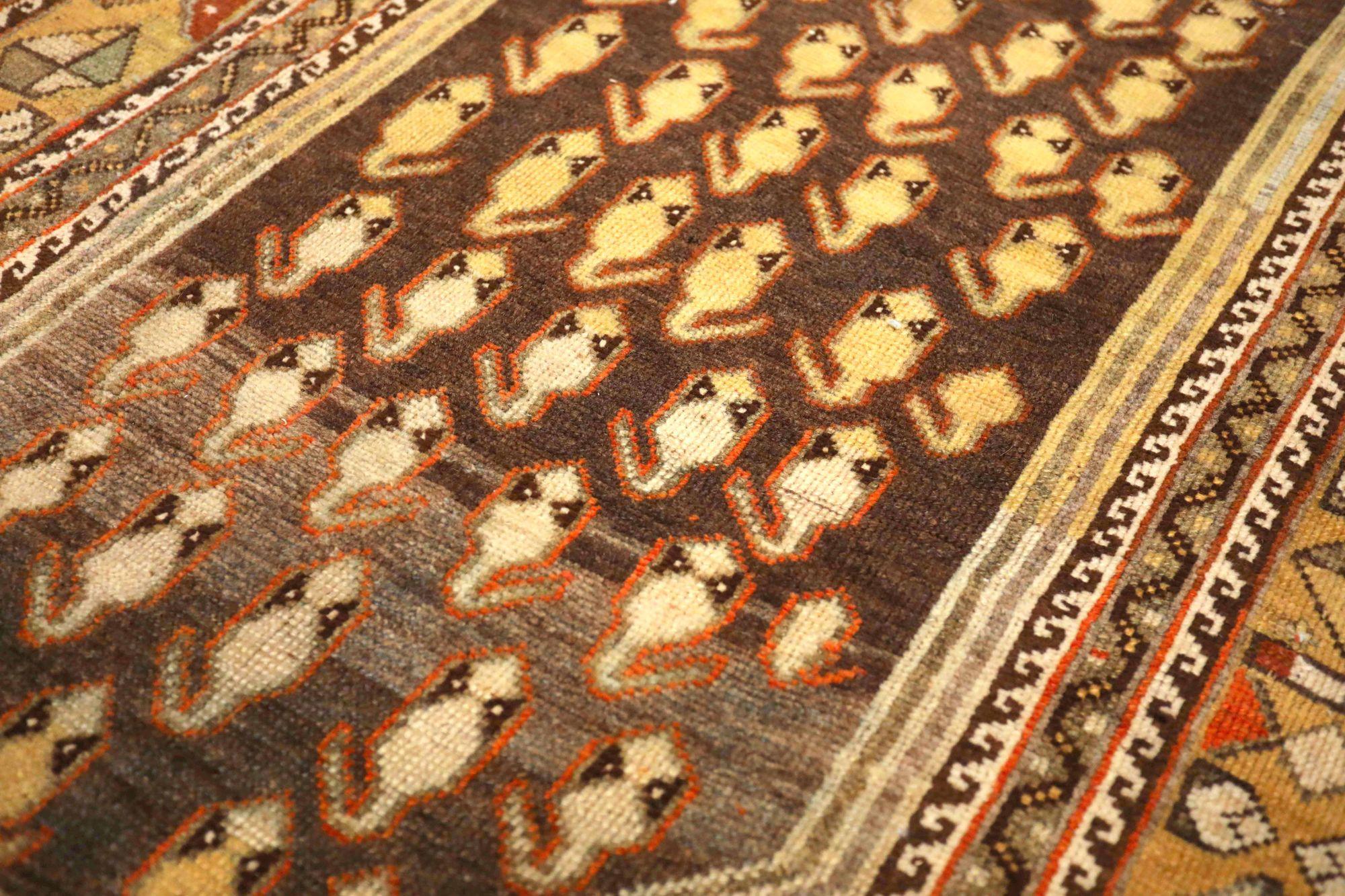 Perse Tapis de sol persan Bakhtiari - Laine Brown Yellow Design - 93405 en vente