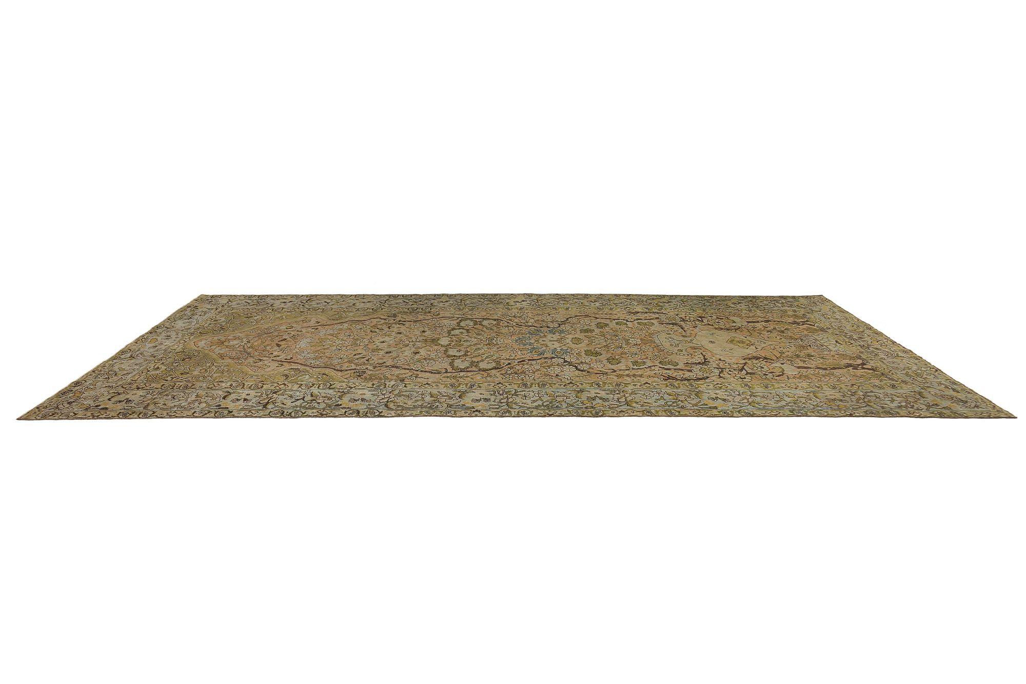 Persische Bakhtiari-Teppiche - Wolle in Grün, Elfenbein, Elfenbein und Rosa Design - 97731 (Irakisch) im Angebot