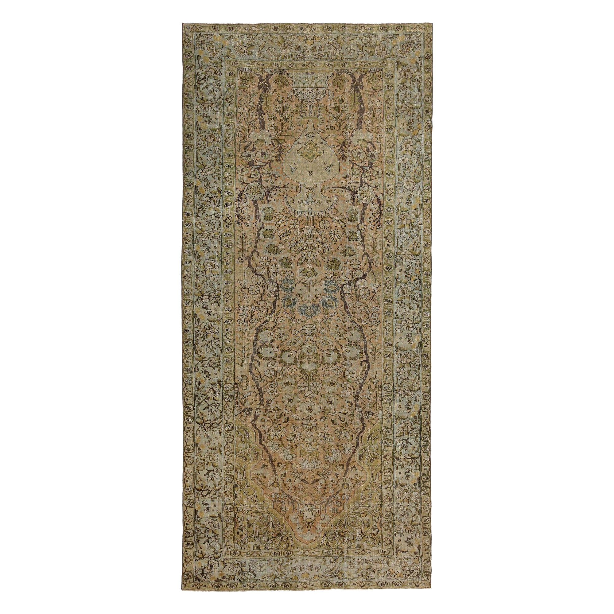 Persische Bakhtiari-Teppiche - Wolle in Grün, Elfenbein, Elfenbein und Rosa Design - 97731