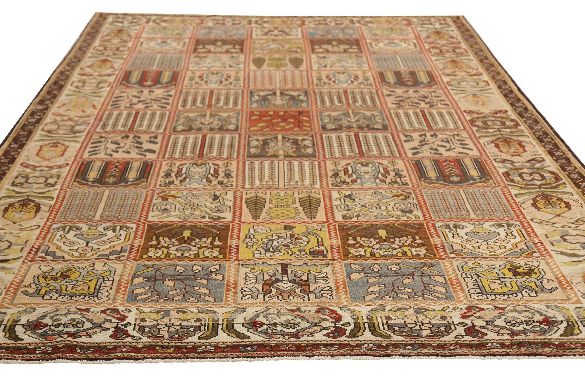 Persische Bakhtiari-Teppiche - Wolle in elfenbeinfarbenem Design - 97173 (20. Jahrhundert) im Angebot