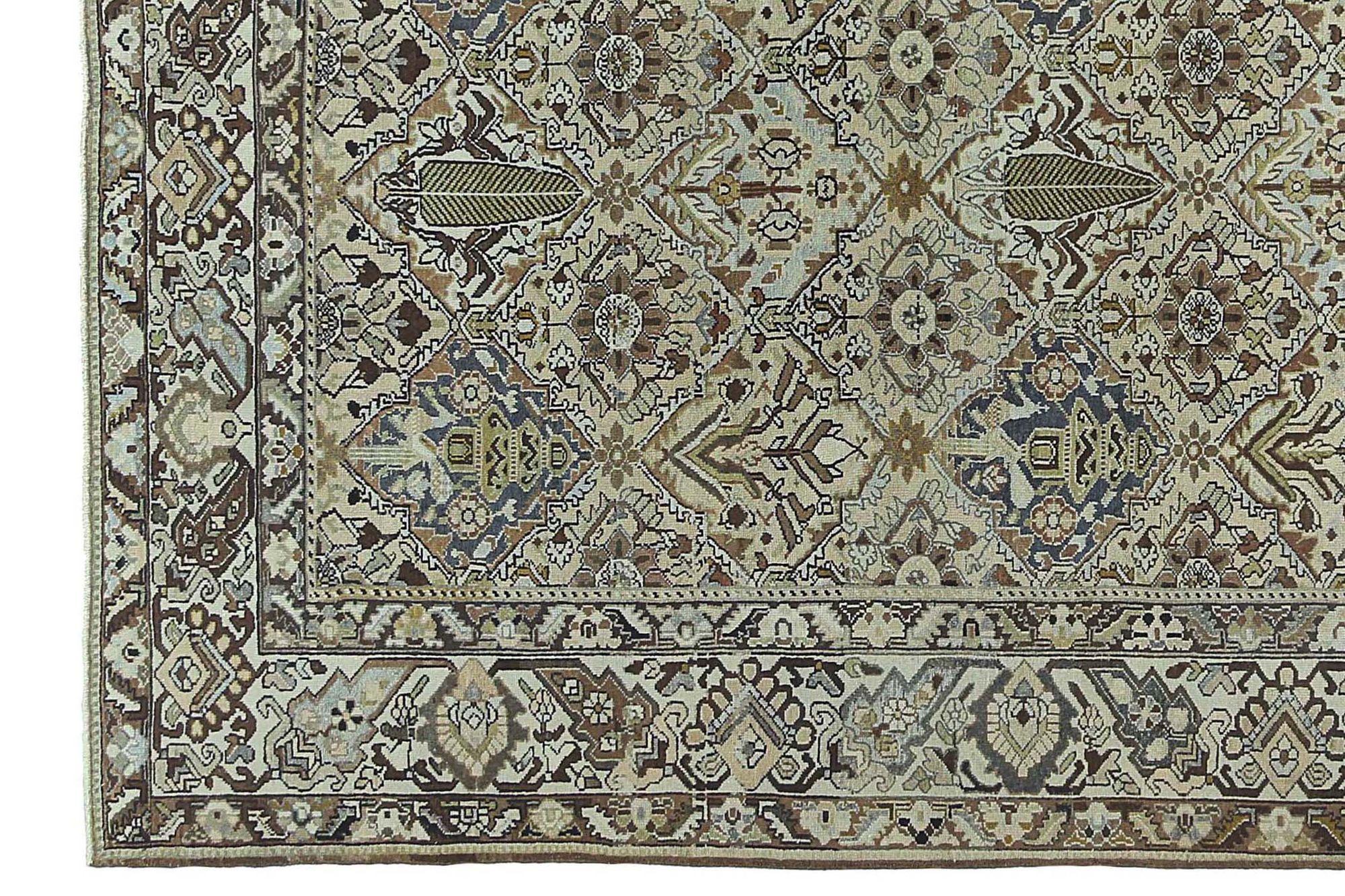 Persische Bakhtiari-Teppiche - Wolle in elfenbeinfarbenem Design - 97559 (20. Jahrhundert) im Angebot