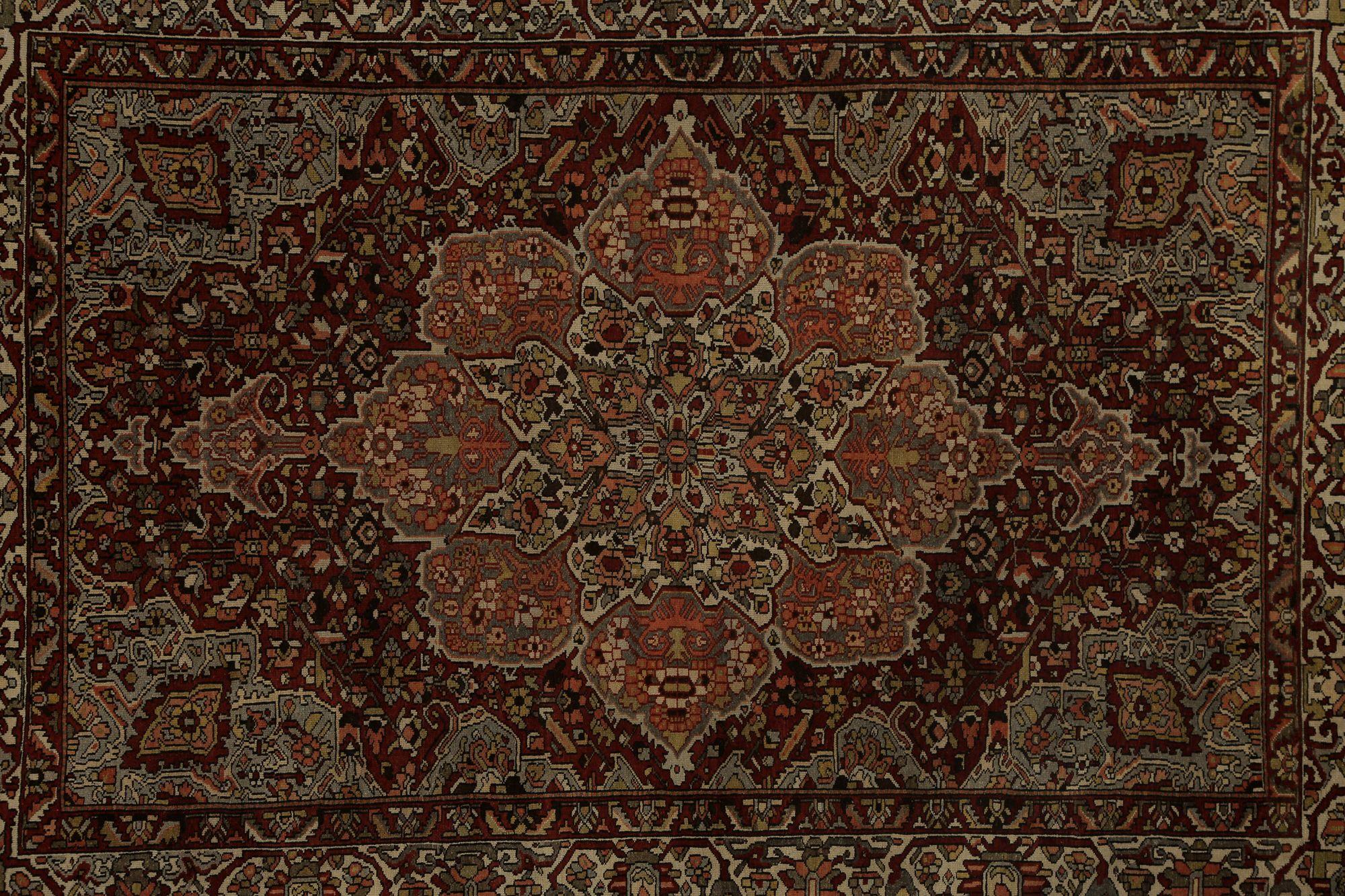 Tappeti persiani Bakhtiari - Lana Avorio Rosso Taupe - 97820 In condizioni ottime in vendita a Dallas, TX