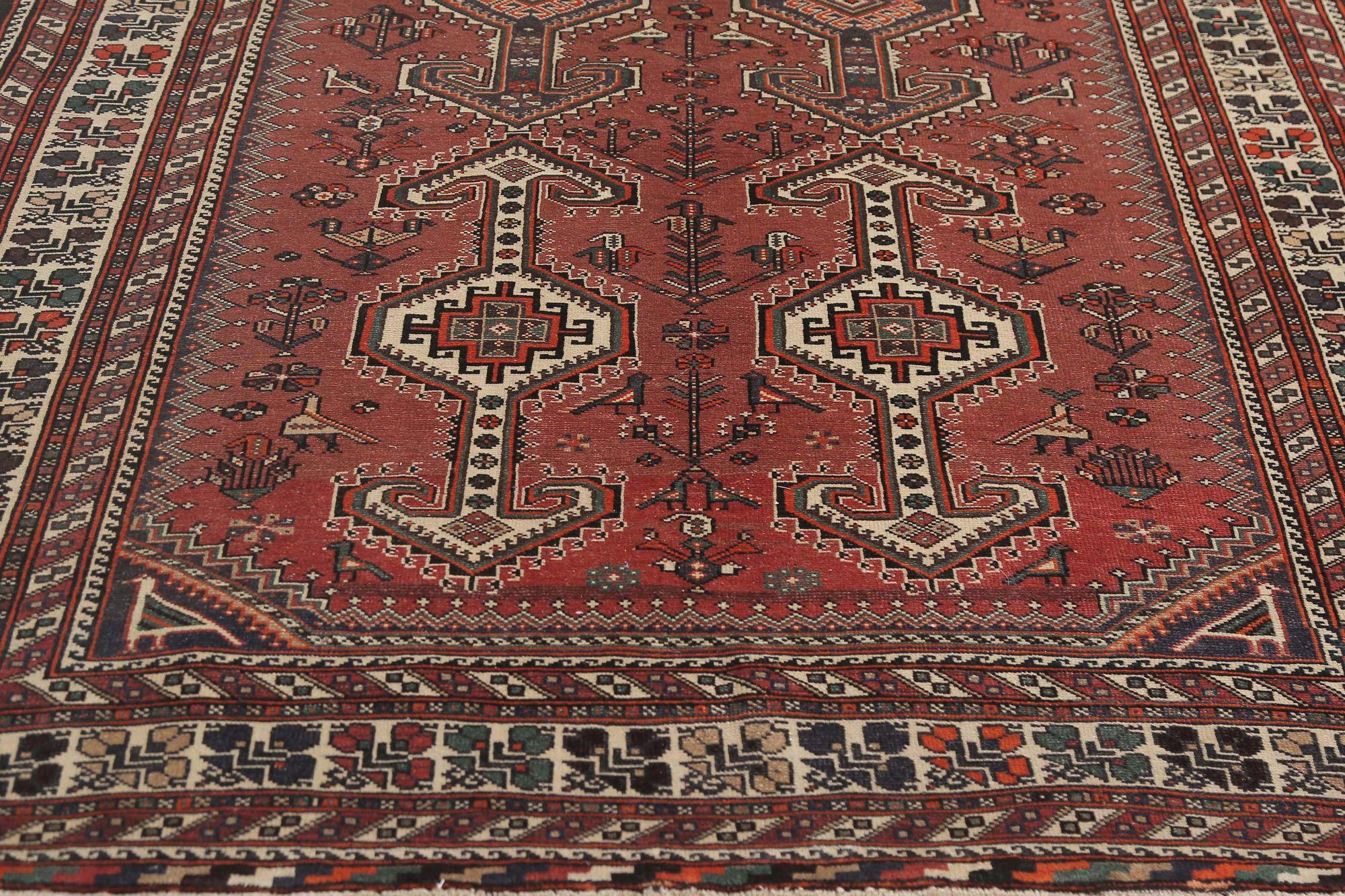 Persische Bakhtiari-Teppiche - rotes Wolldesign - 97105 (Irakisch) im Angebot