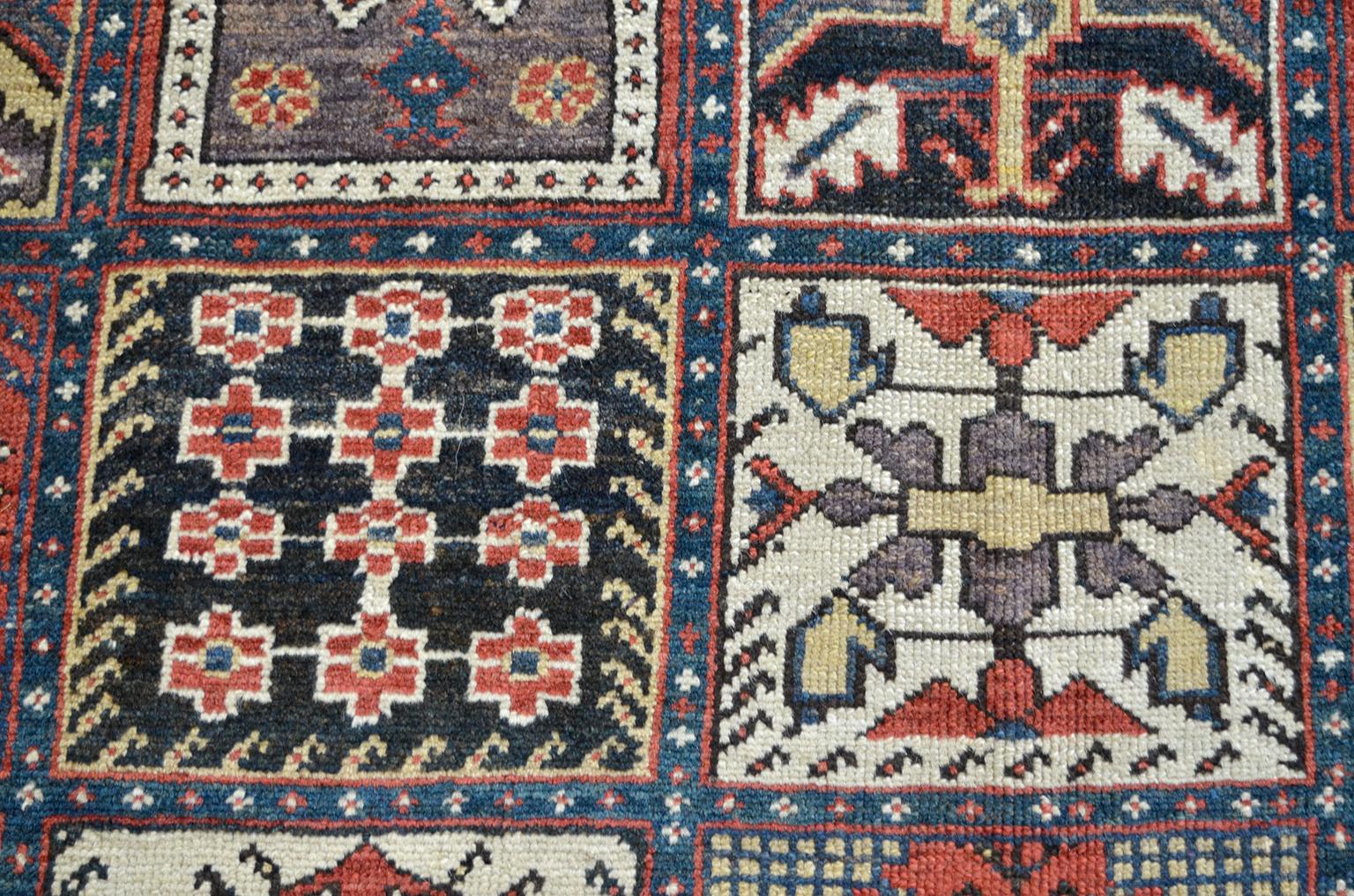 Antique 1900s Wool Persian Bakhtiari Rug by Olad, Garden Motif, 7' x 13' For Sale 1