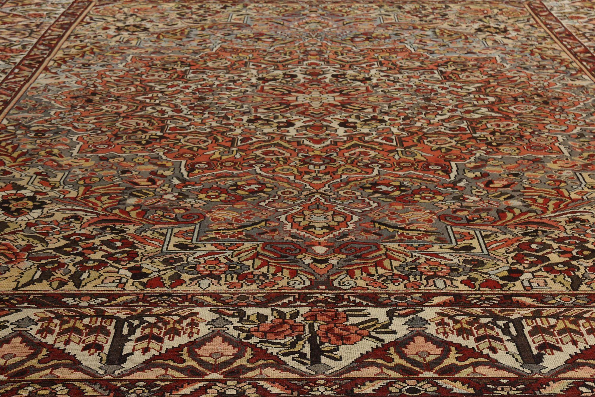 Persischer Bakhtiari Over Size-Teppich - Wolle Blau Elfenbein Rot Design - 96717 (Irakisch) im Angebot
