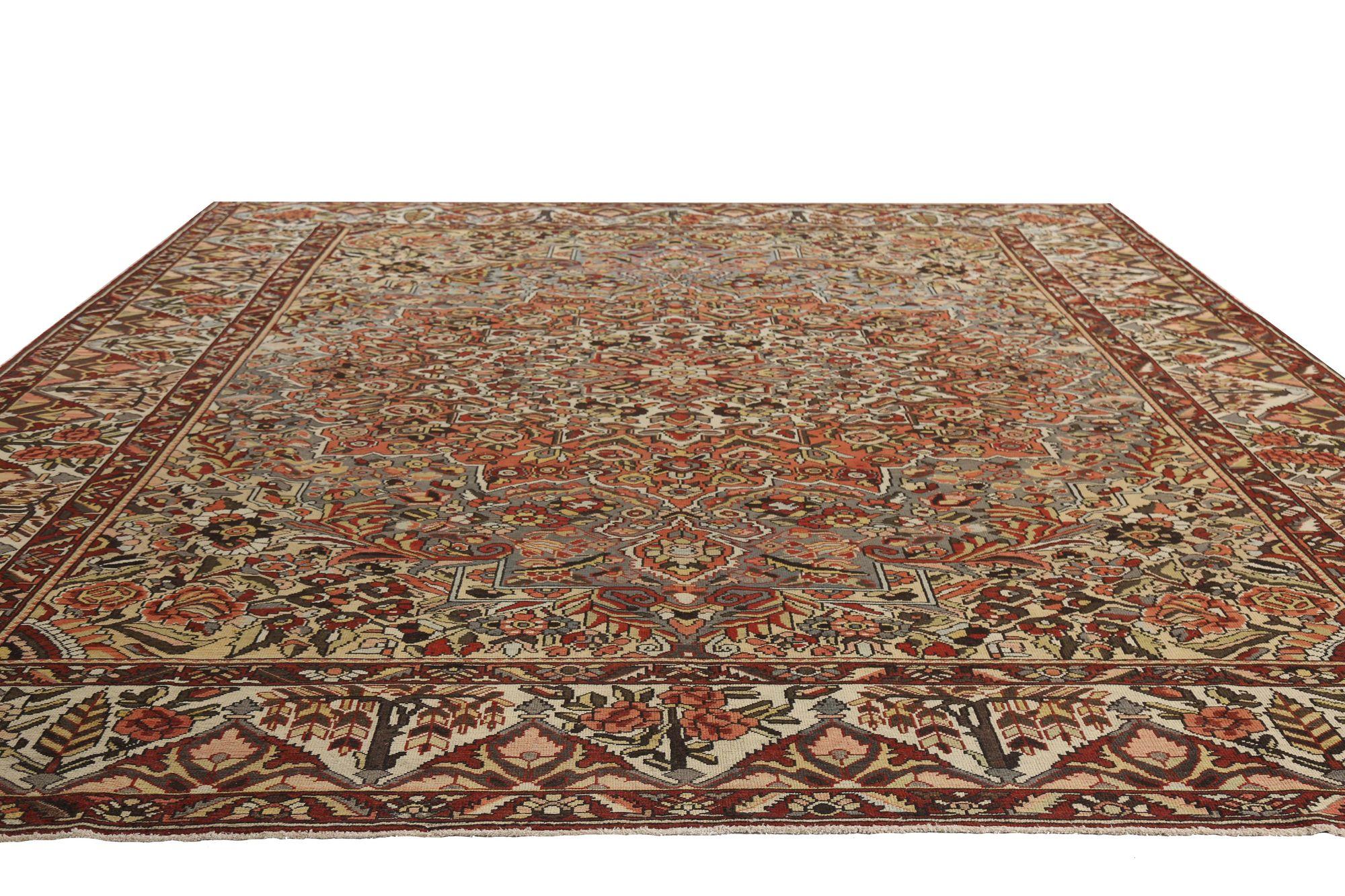 Persischer Bakhtiari Over Size-Teppich - Wolle Blau Elfenbein Rot Design - 96717 im Zustand „Hervorragend“ im Angebot in Dallas, TX