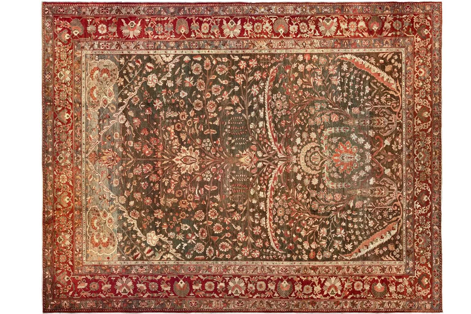 Alfombra Persa Bakhtiari - Lana Marrón Marfil Rojo - 75886 Tribal en venta