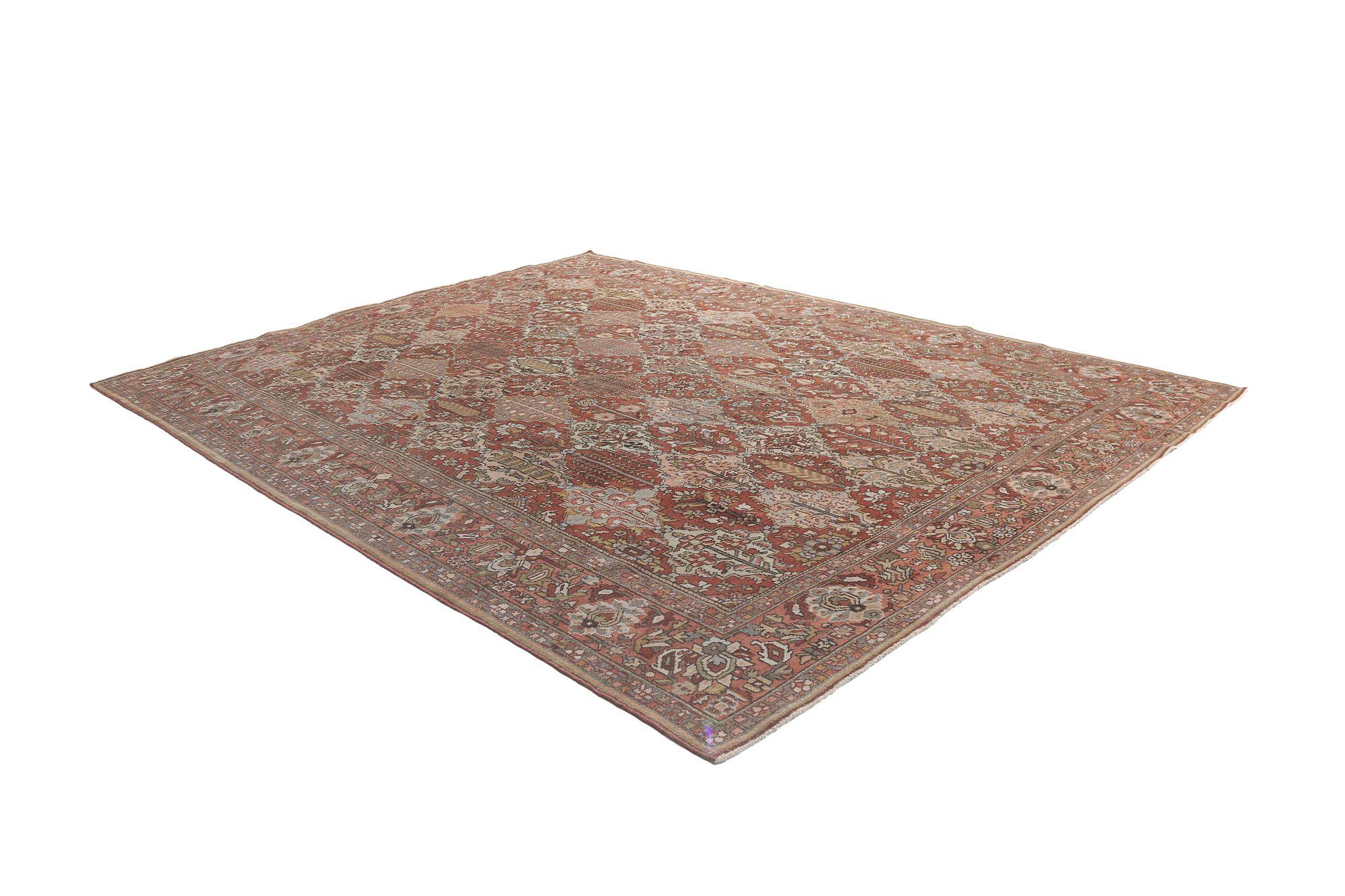 Persischer Bakhtiari Over Size-Teppich - Wolle Elfenbein Rosa Rot Design - 97226 im Zustand „Hervorragend“ im Angebot in Dallas, TX
