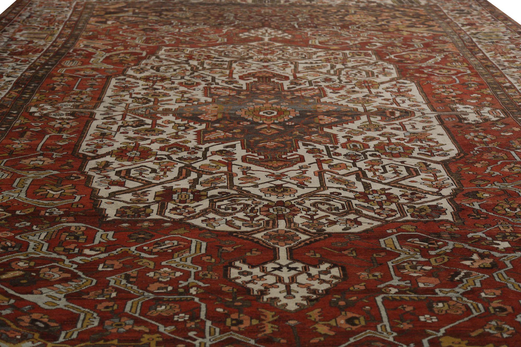 XX secolo Tappeto persiano Bakhtiari Over Size - Lana Avorio Rosso Design - 97740 in vendita