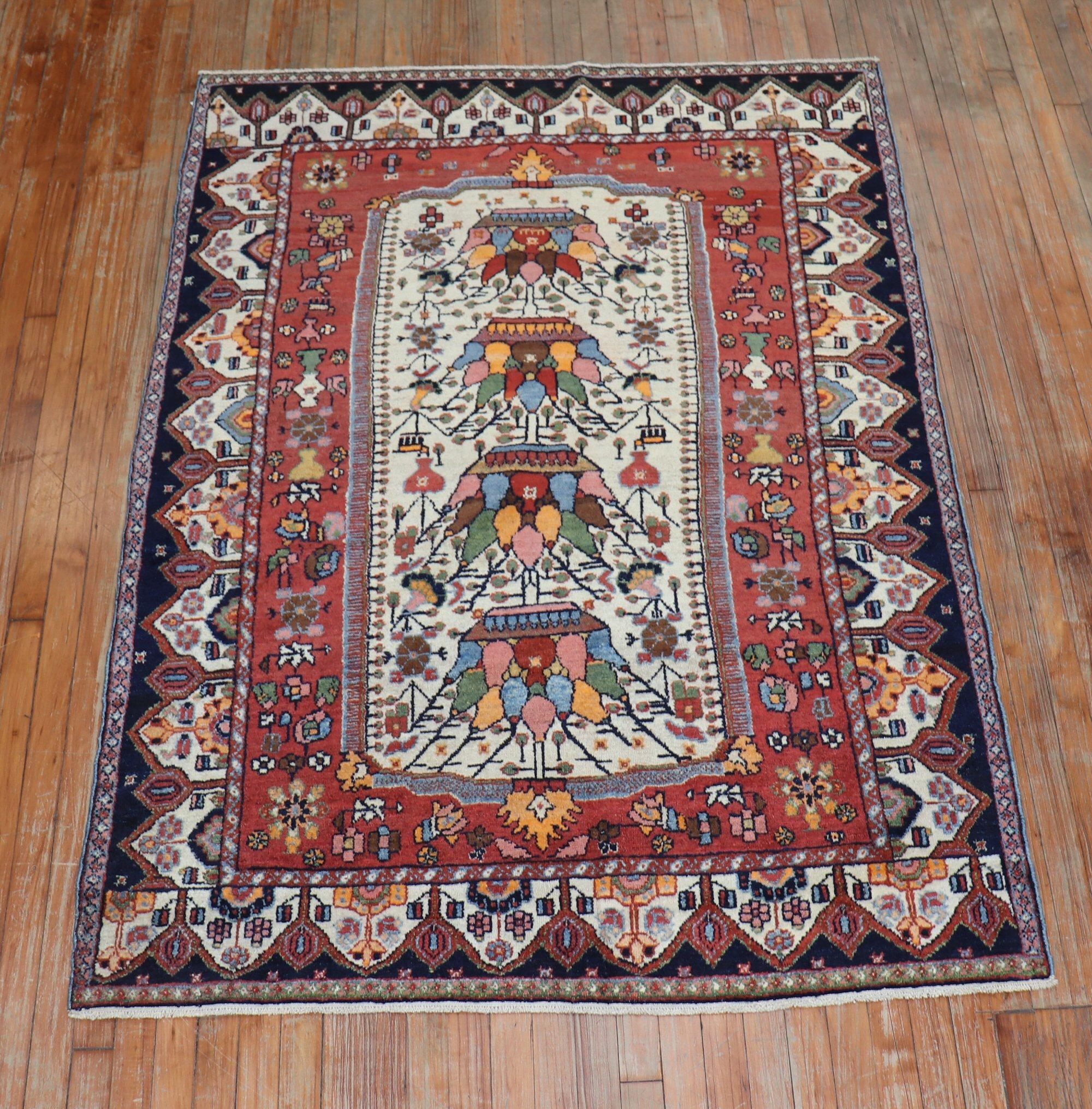 Wool Persian Bakhtiari Rug For Sale