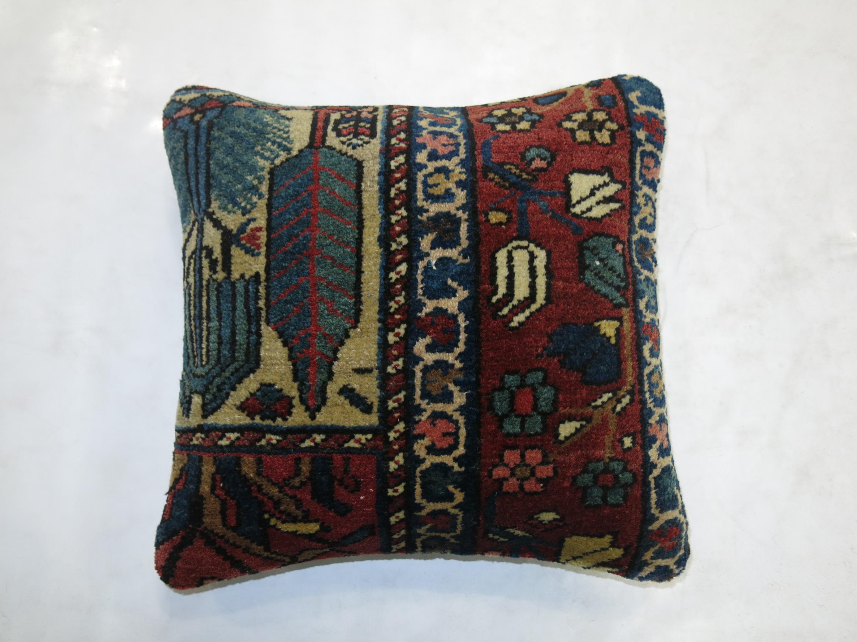 Serapi Square Persian Bakhtiari Rug Pillow